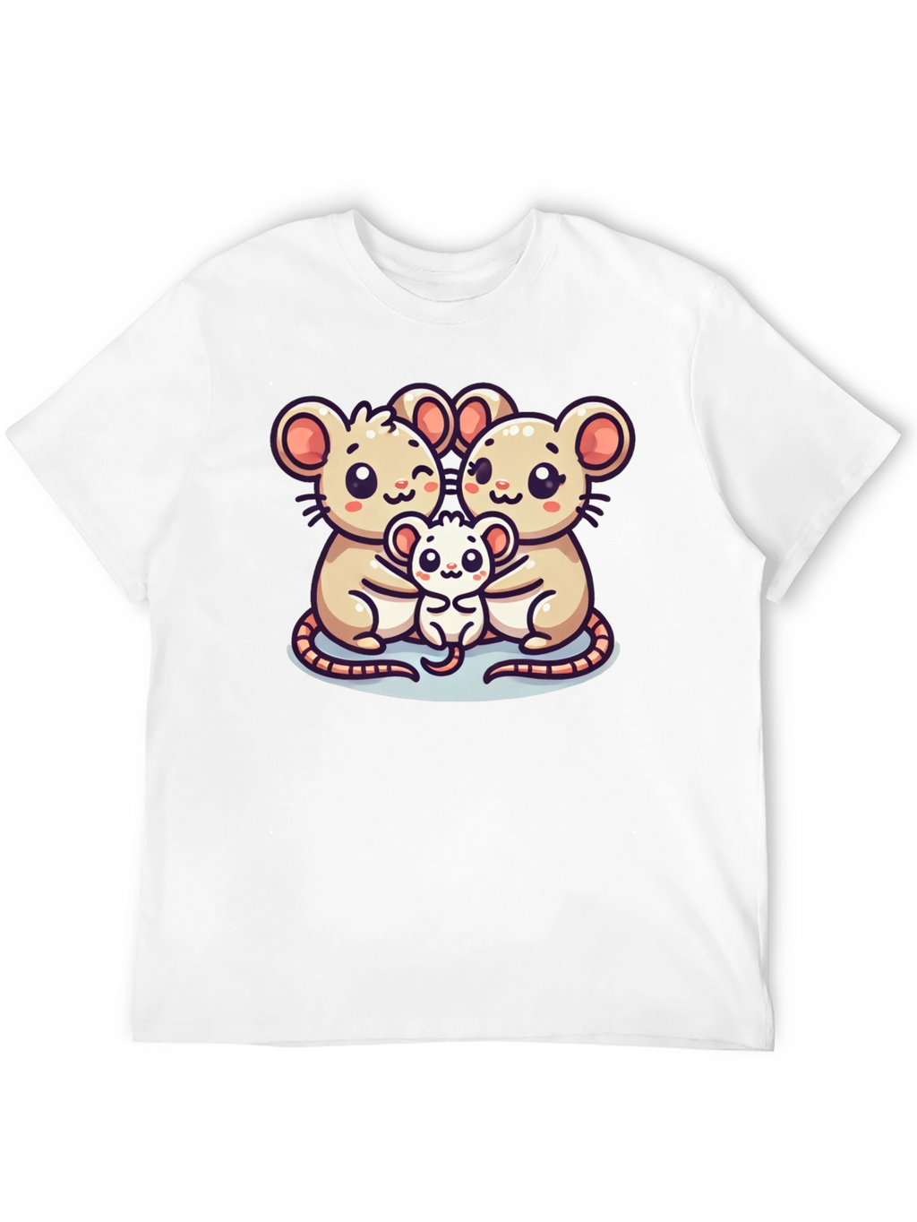 Cute Mouse Family Graphic Black T-Shirt