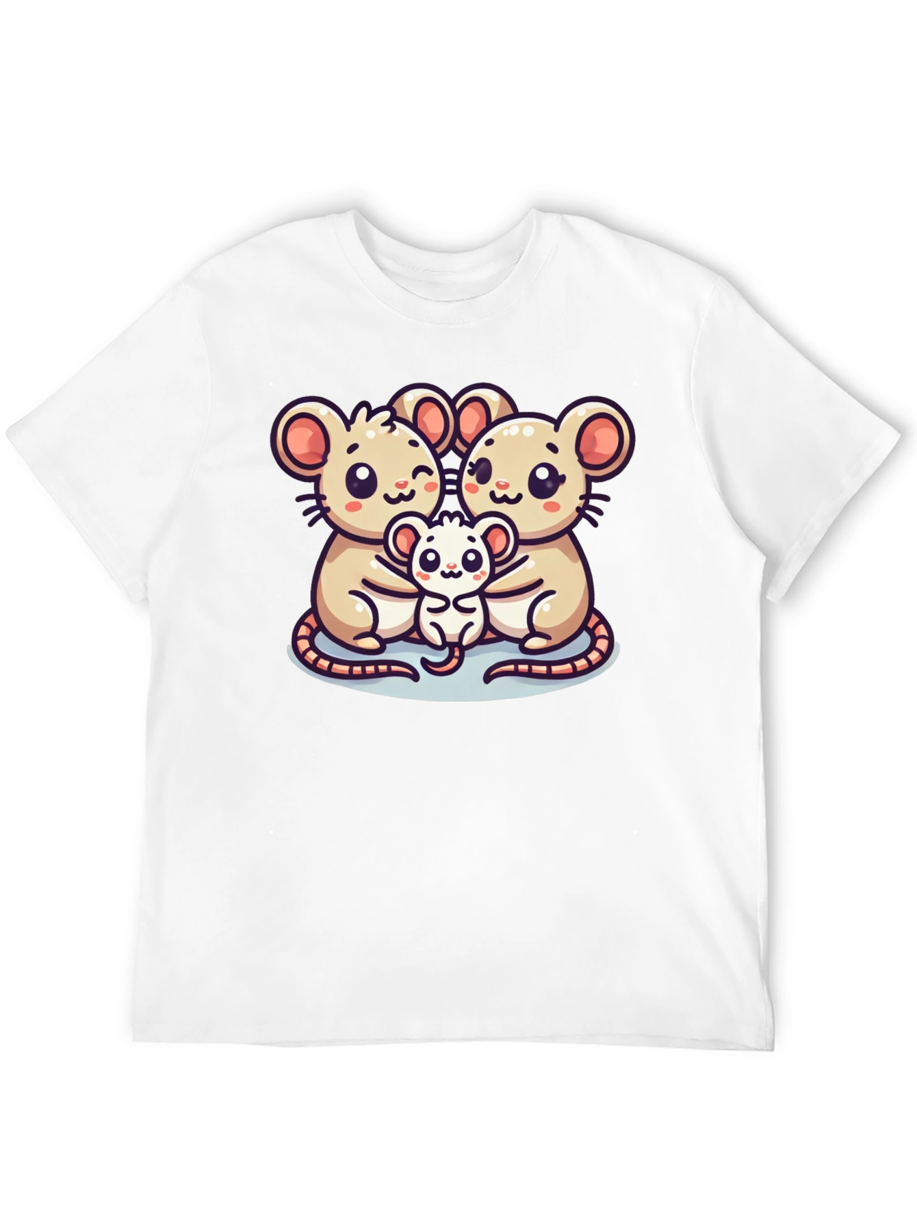 Cute Mouse Family Graphic Black T-Shirt