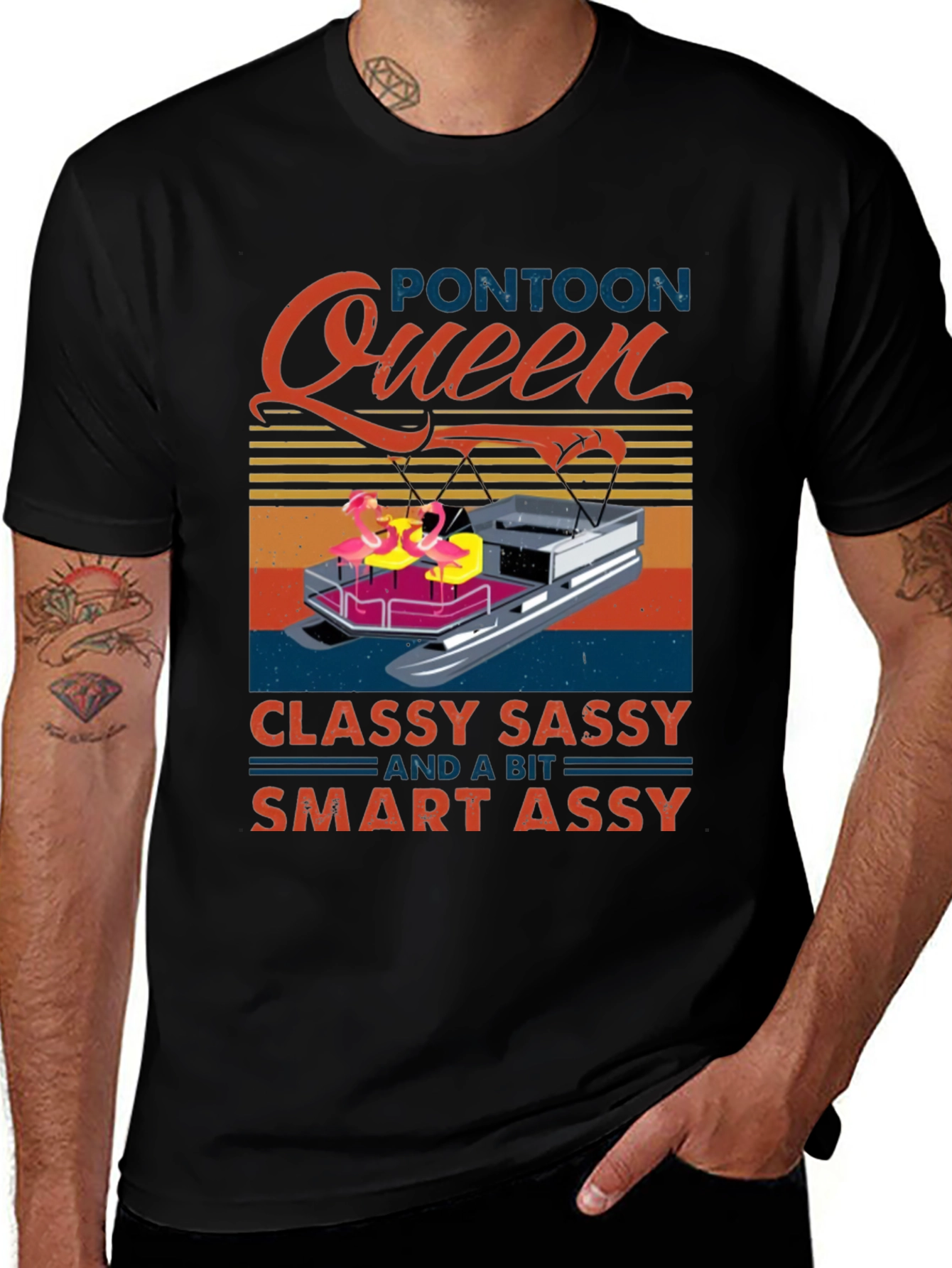 Pontoon Queen Graphic T-Shirt - Classy Sassy & Smart Assy!