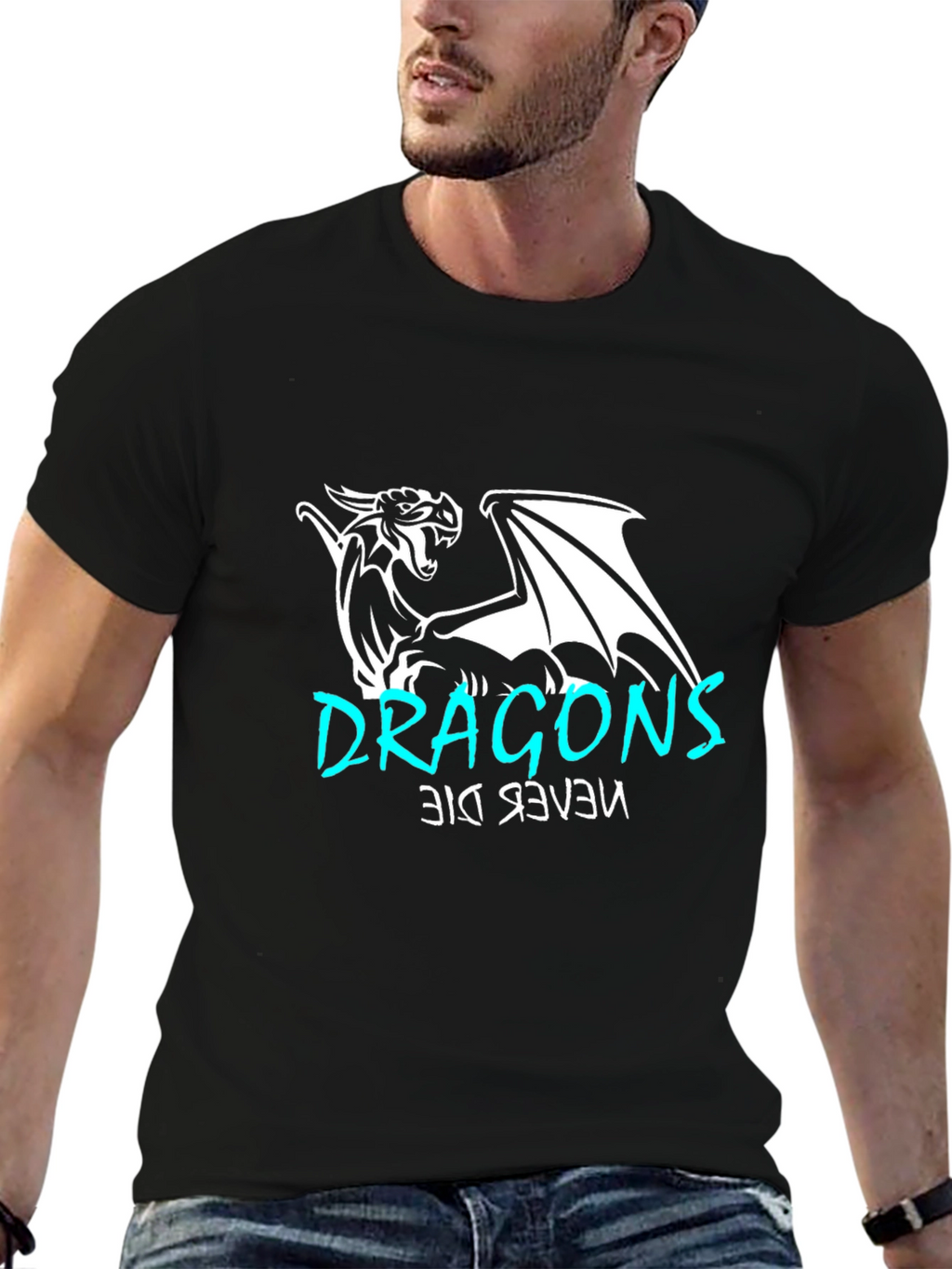 Dragon Never Die Graphic Tee - Mens Black T-Shirt