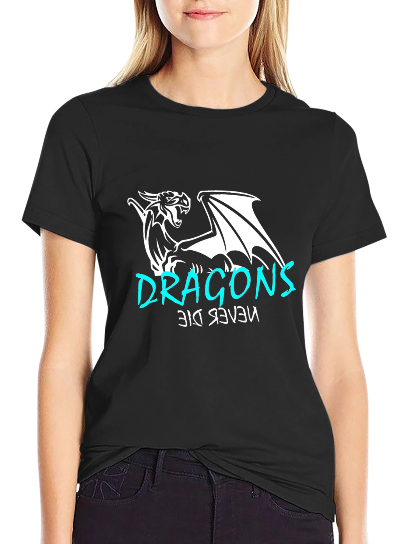 Dragon Never Die Graphic Tee - Mens Black T-Shirt