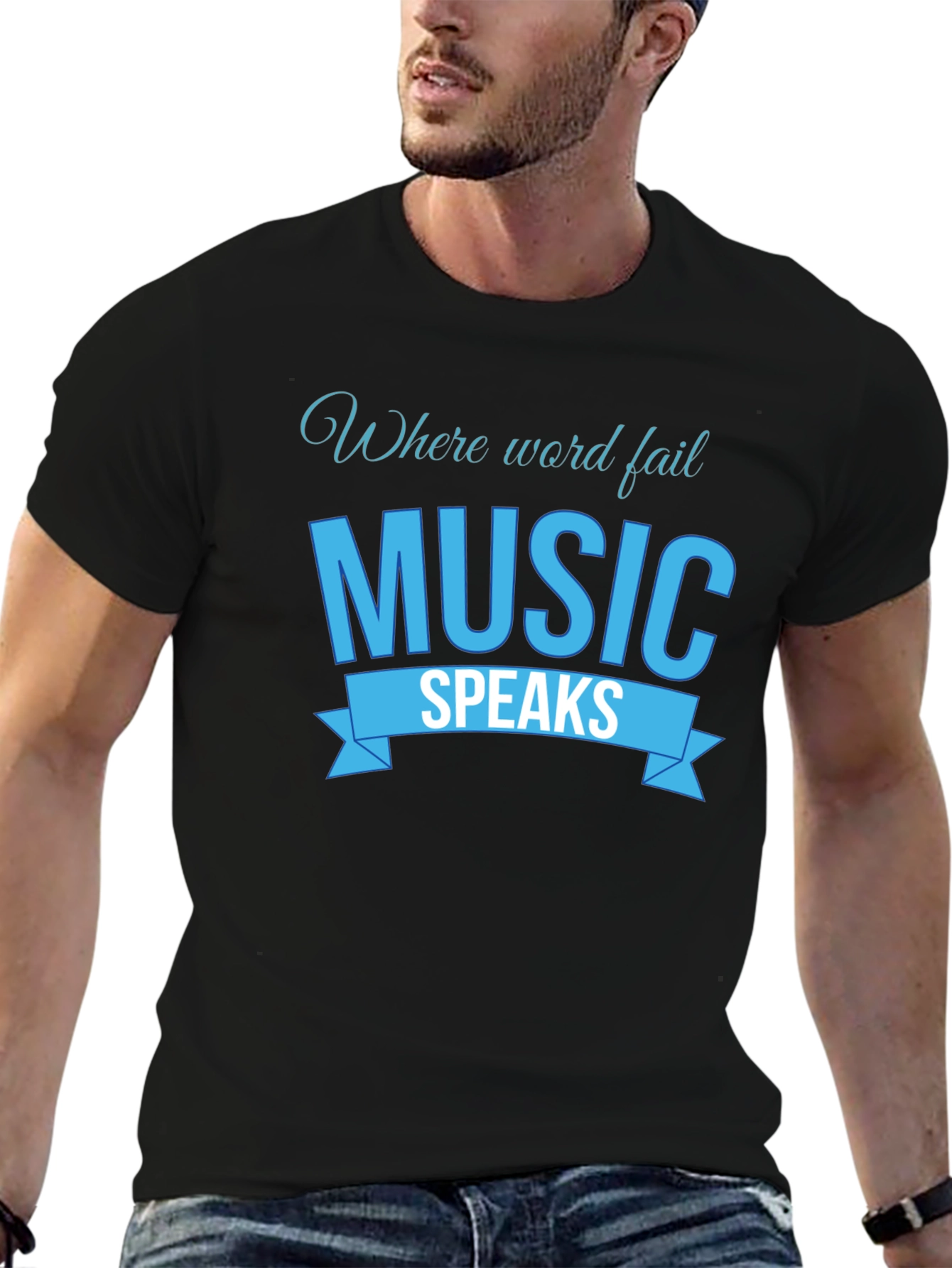 Music Speaks Graphic Tee - Black