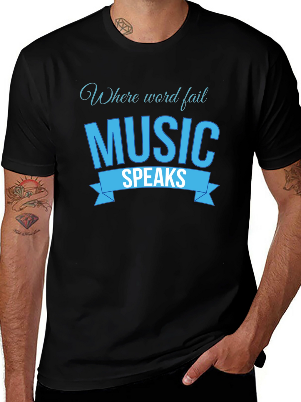 Music Speaks Graphic Tee - Black