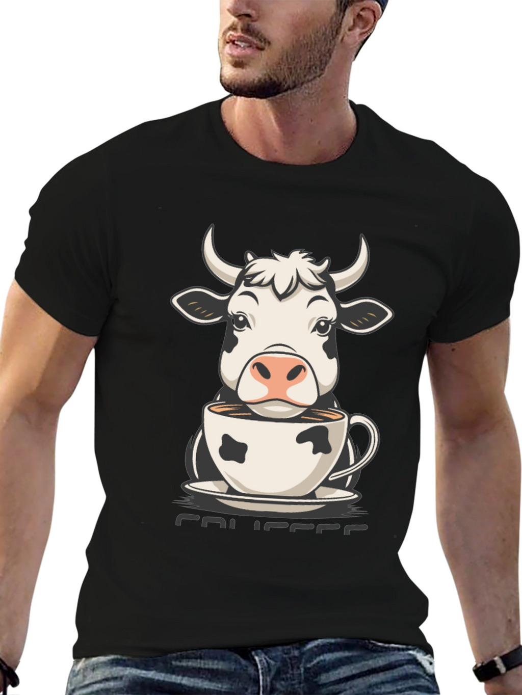 Cow Coffee T-Shirt - Cute Animal Tee