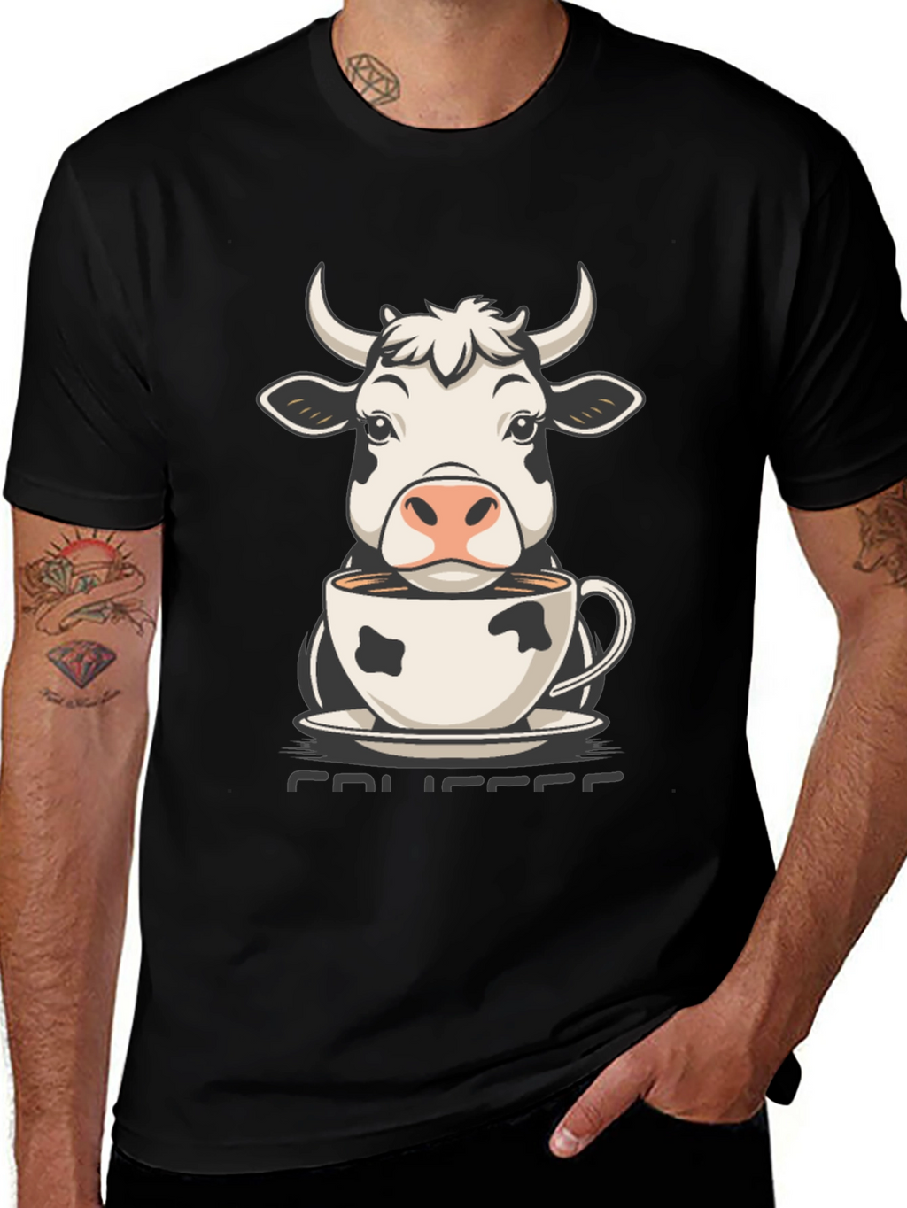 Cow Coffee T-Shirt - Cute Animal Tee