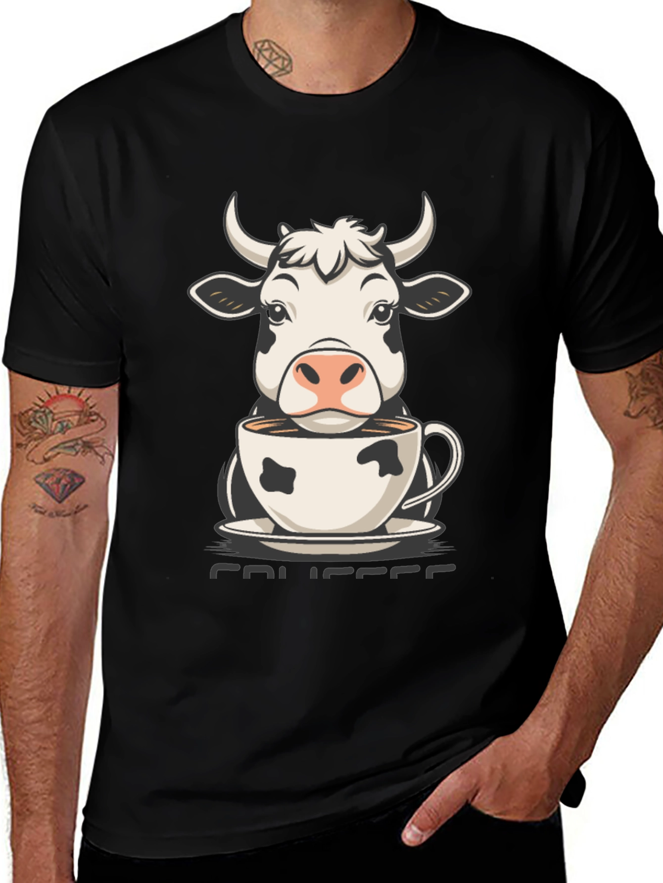 Cow Coffee T-Shirt - Cute Animal Tee