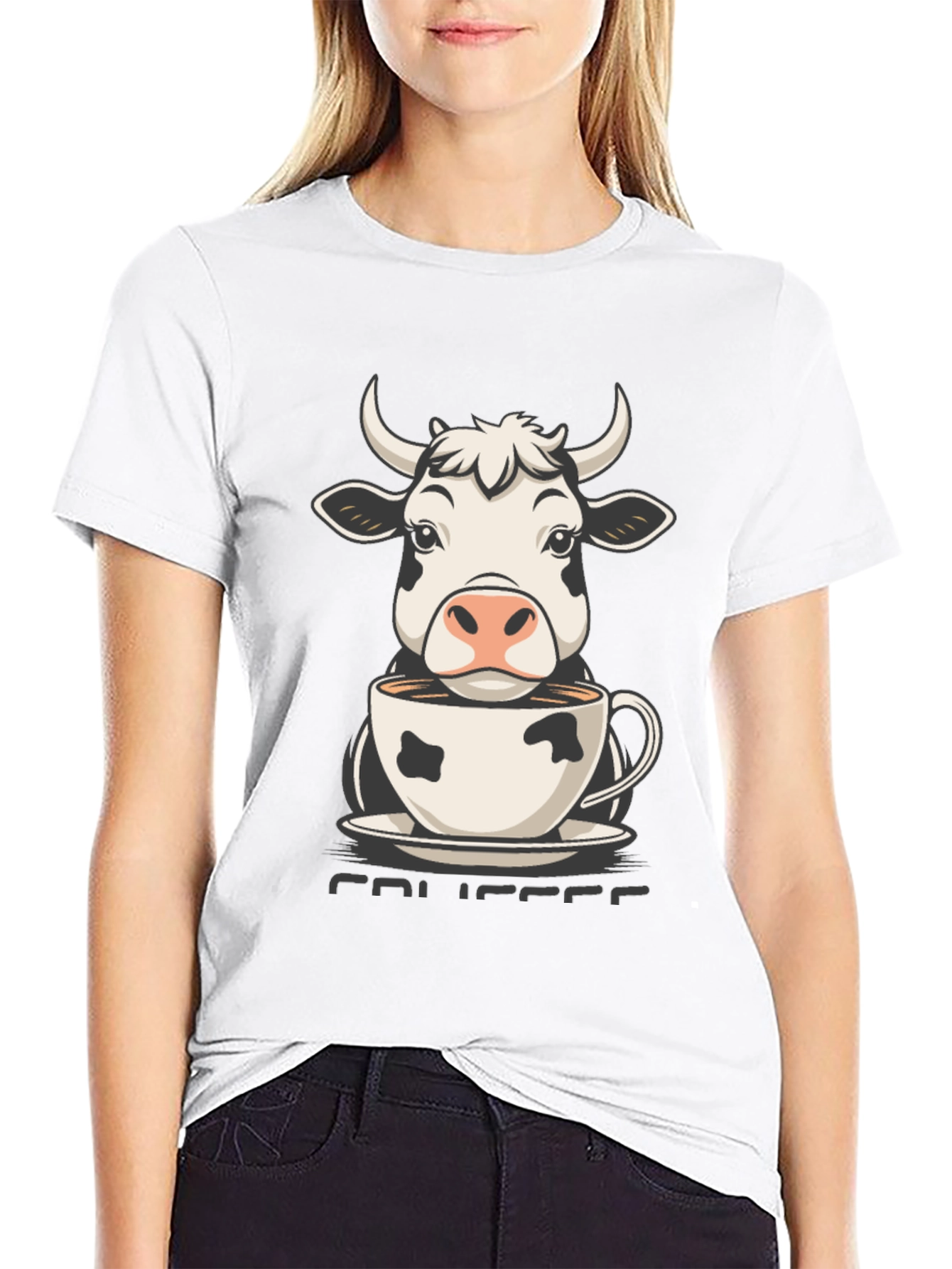Cow Coffee T-Shirt - Cute Animal Tee