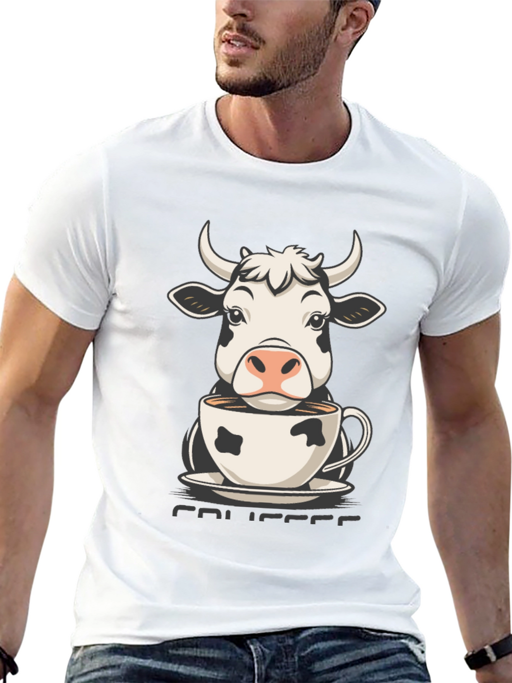 Cow Coffee T-Shirt - Cute Animal Tee