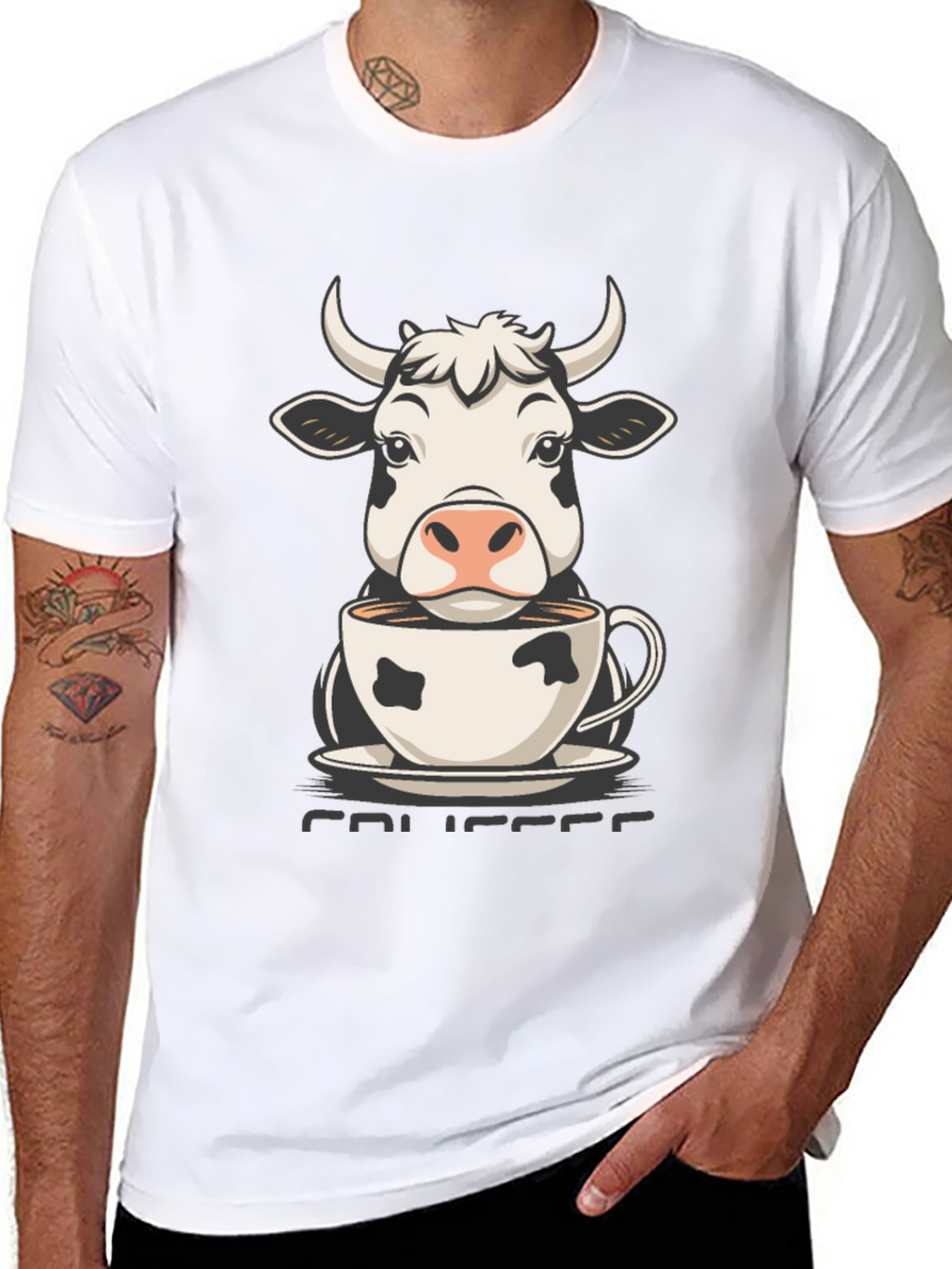 Cow Coffee T-Shirt - Cute Animal Tee