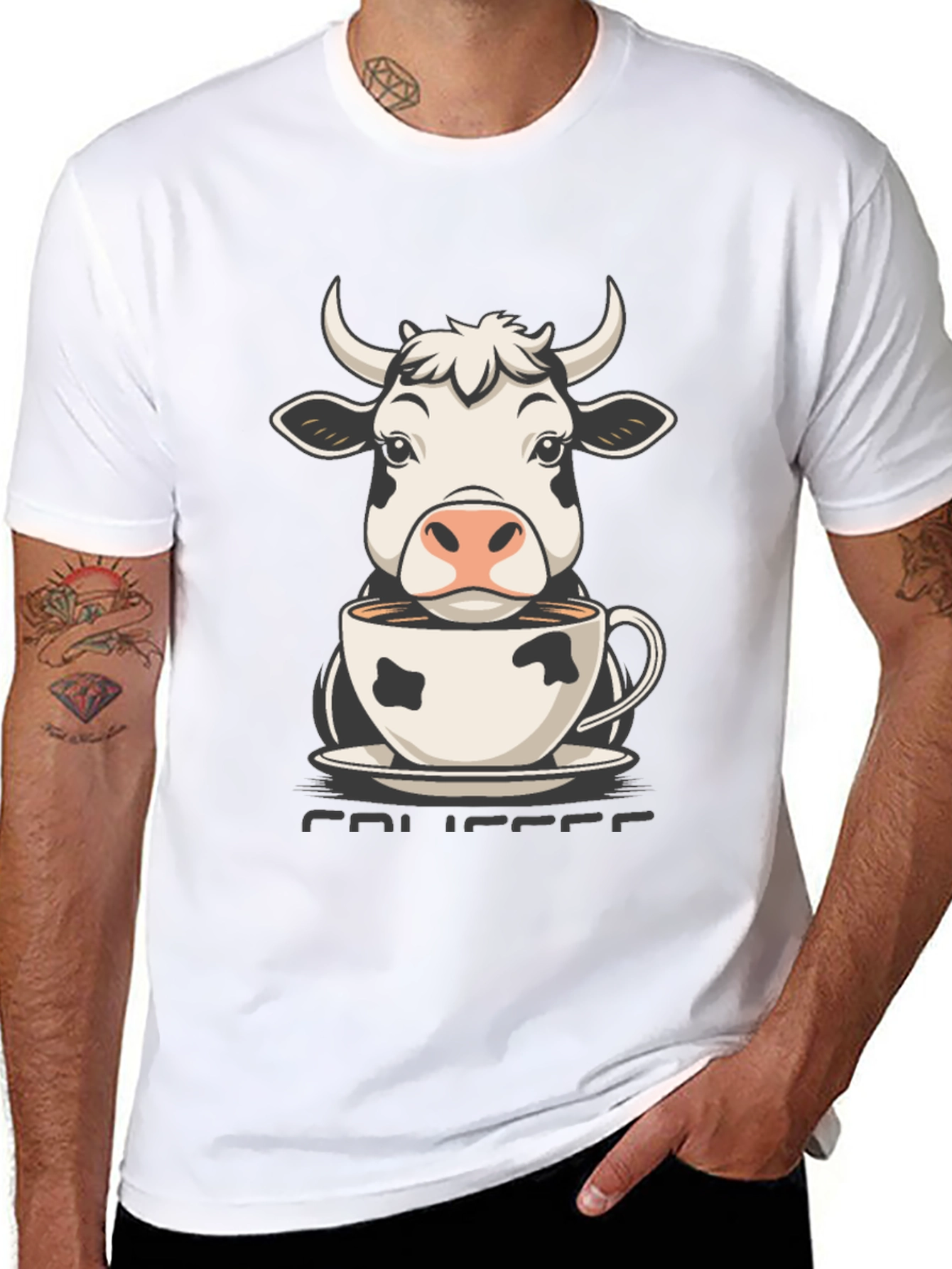 Cow Coffee T-Shirt - Cute Animal Tee