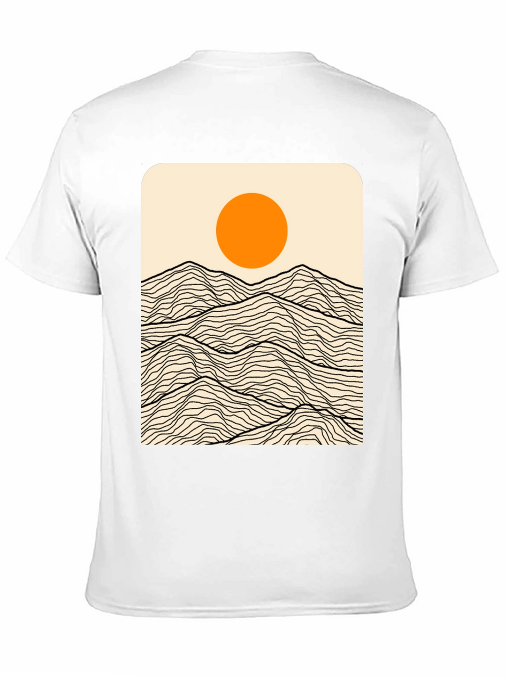 Minimalist Mountain Sun Graphic Tee - Black