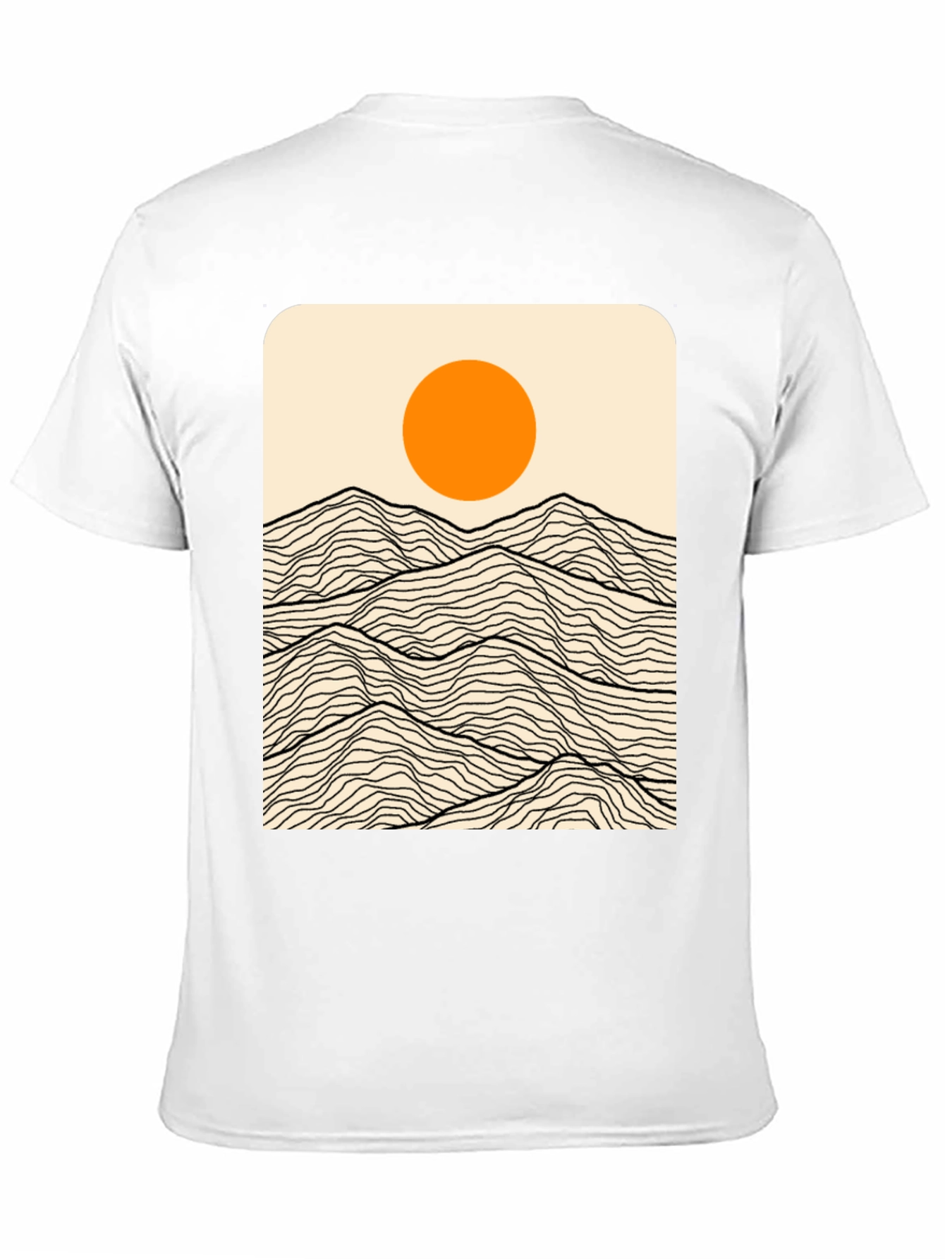 Minimalist Mountain Sun Graphic Tee - Black