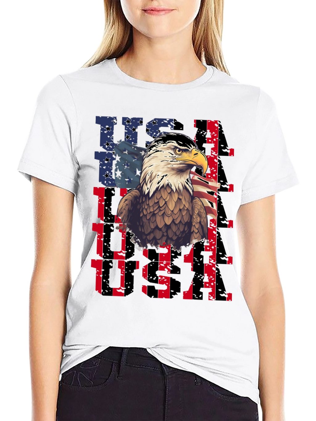 USA Eagle Graphic Tee Patriotic Mens T-Shirt