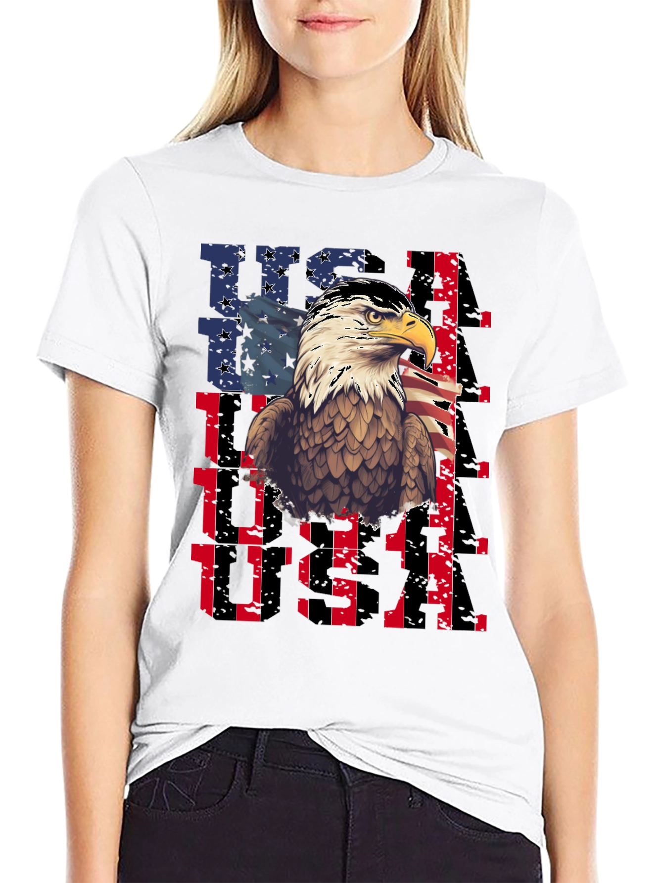 USA Eagle Graphic Tee Patriotic Mens T-Shirt