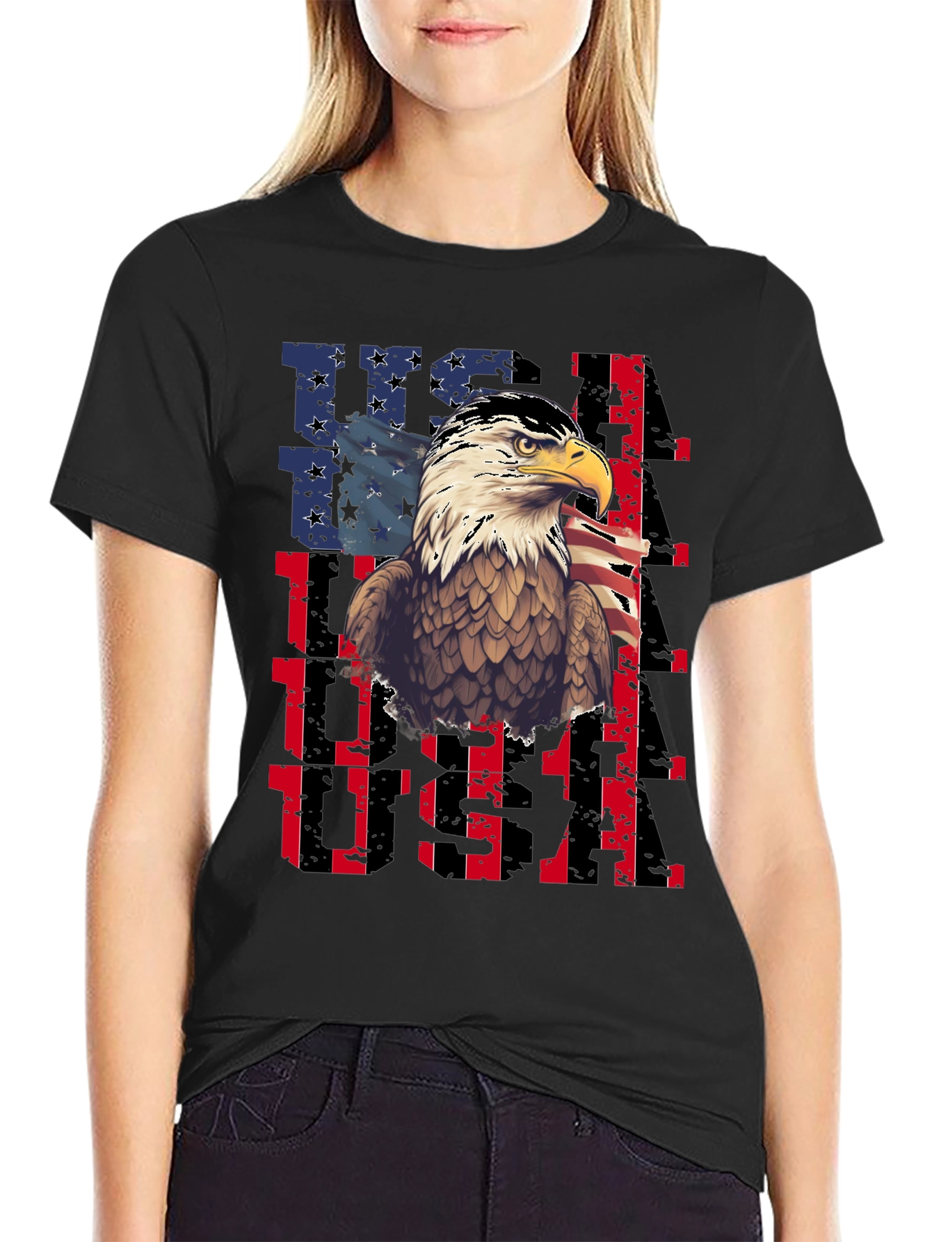 USA Eagle Graphic Tee Patriotic Mens T-Shirt