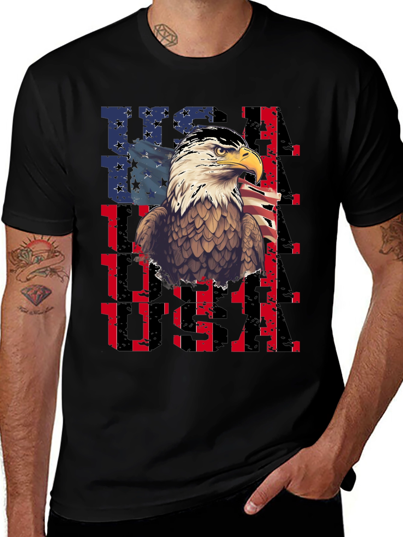 USA Eagle Graphic Tee Patriotic Mens T-Shirt