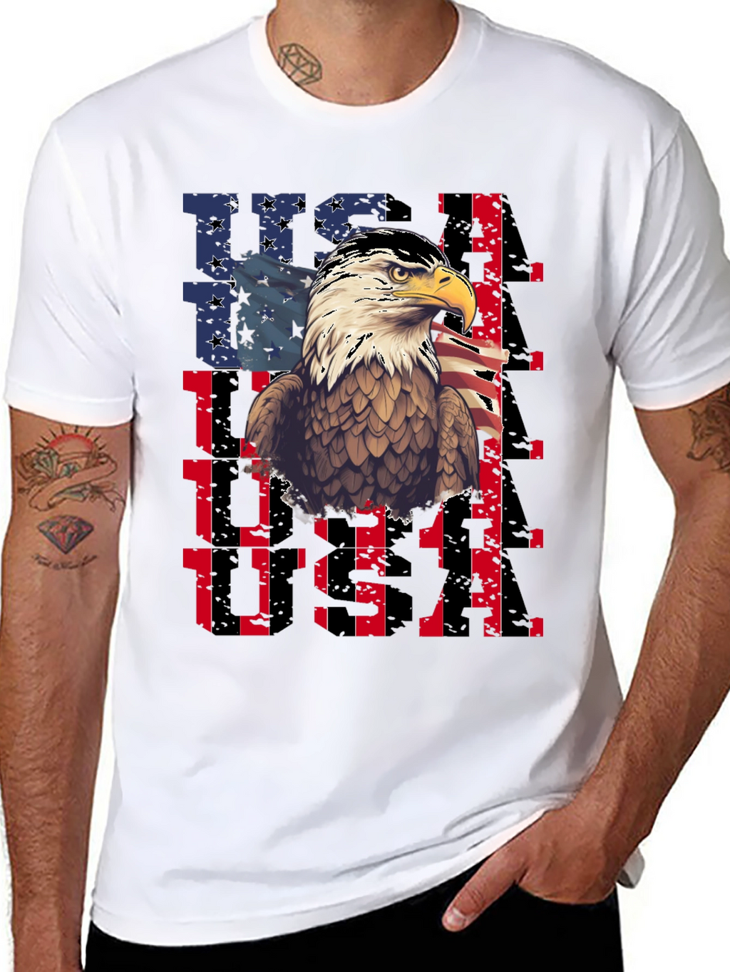 USA Eagle Graphic Tee Patriotic Mens T-Shirt