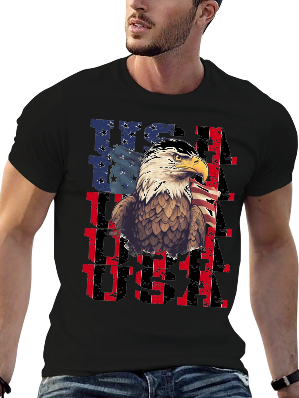 USA Eagle Graphic Tee Patriotic Mens T-Shirt