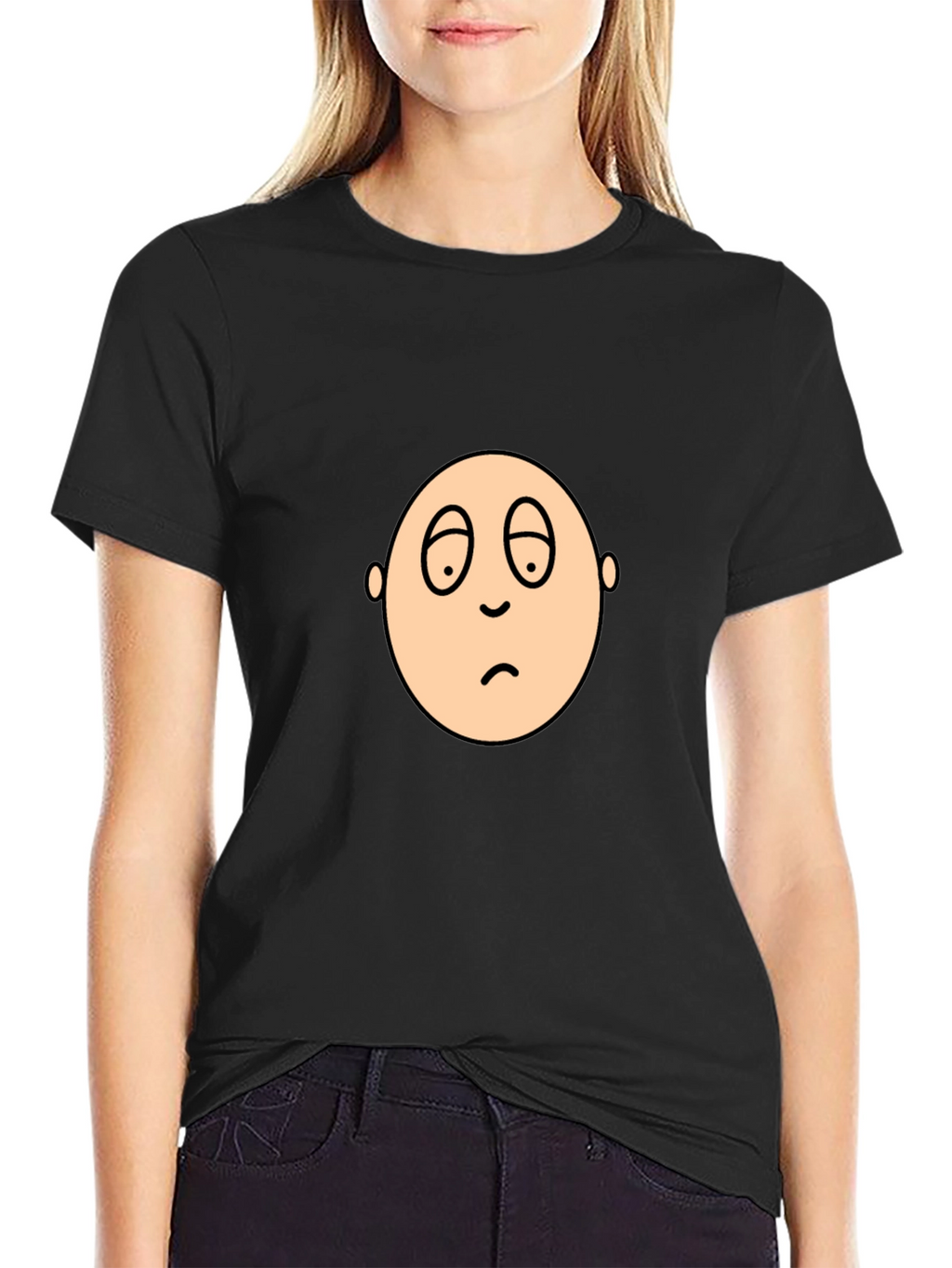 Sad Face Graphic Black T-Shirt