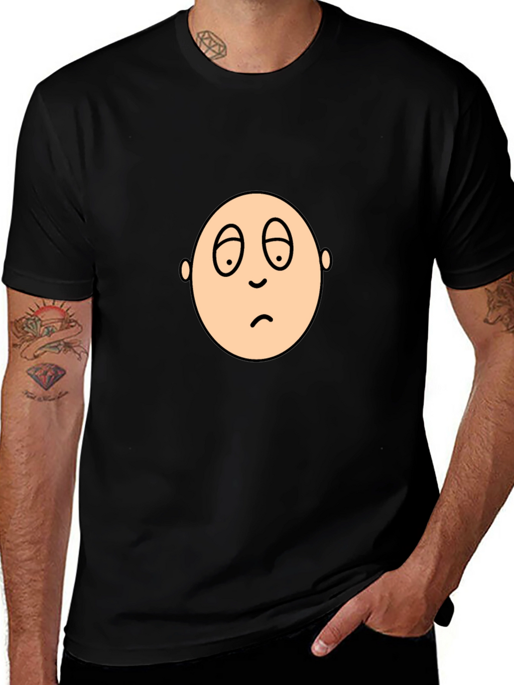 Sad Face Graphic Black T-Shirt