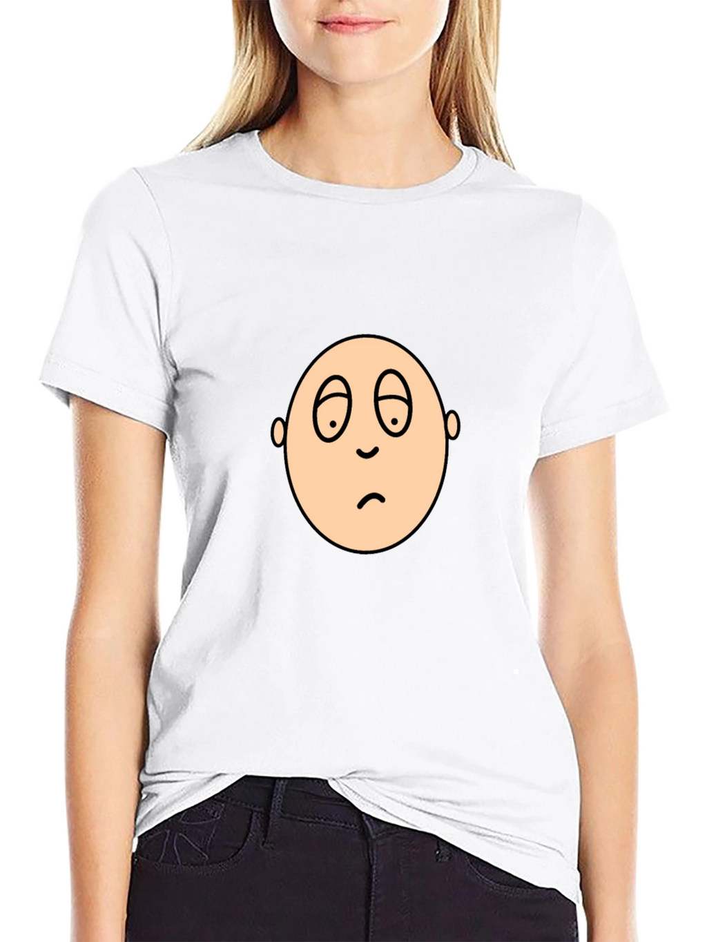 Sad Face Graphic Black T-Shirt