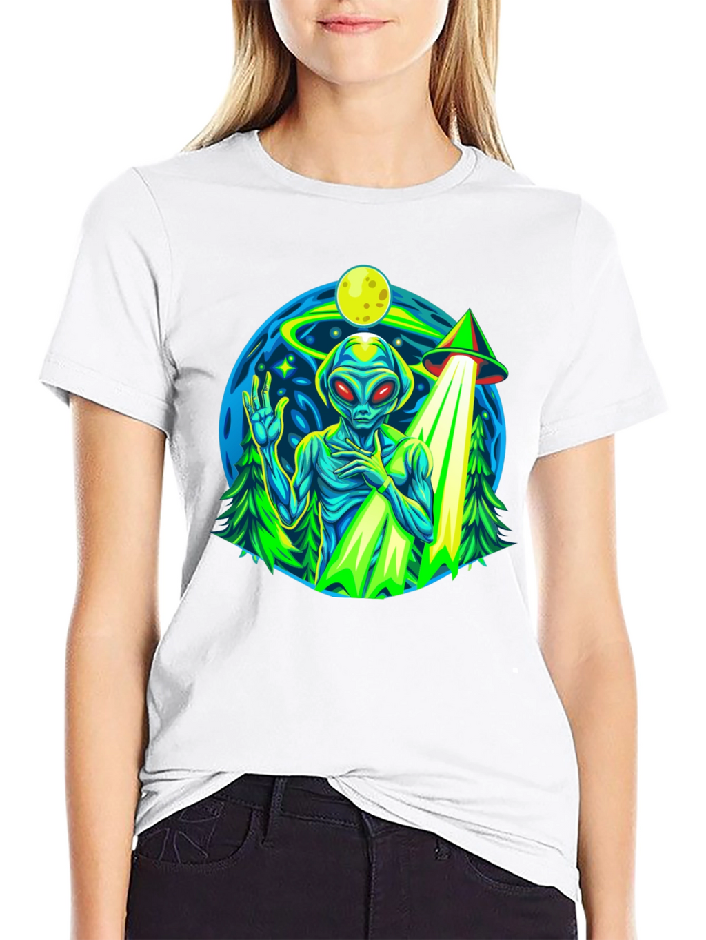 Alien UFO Abduction Graphic T-Shirt