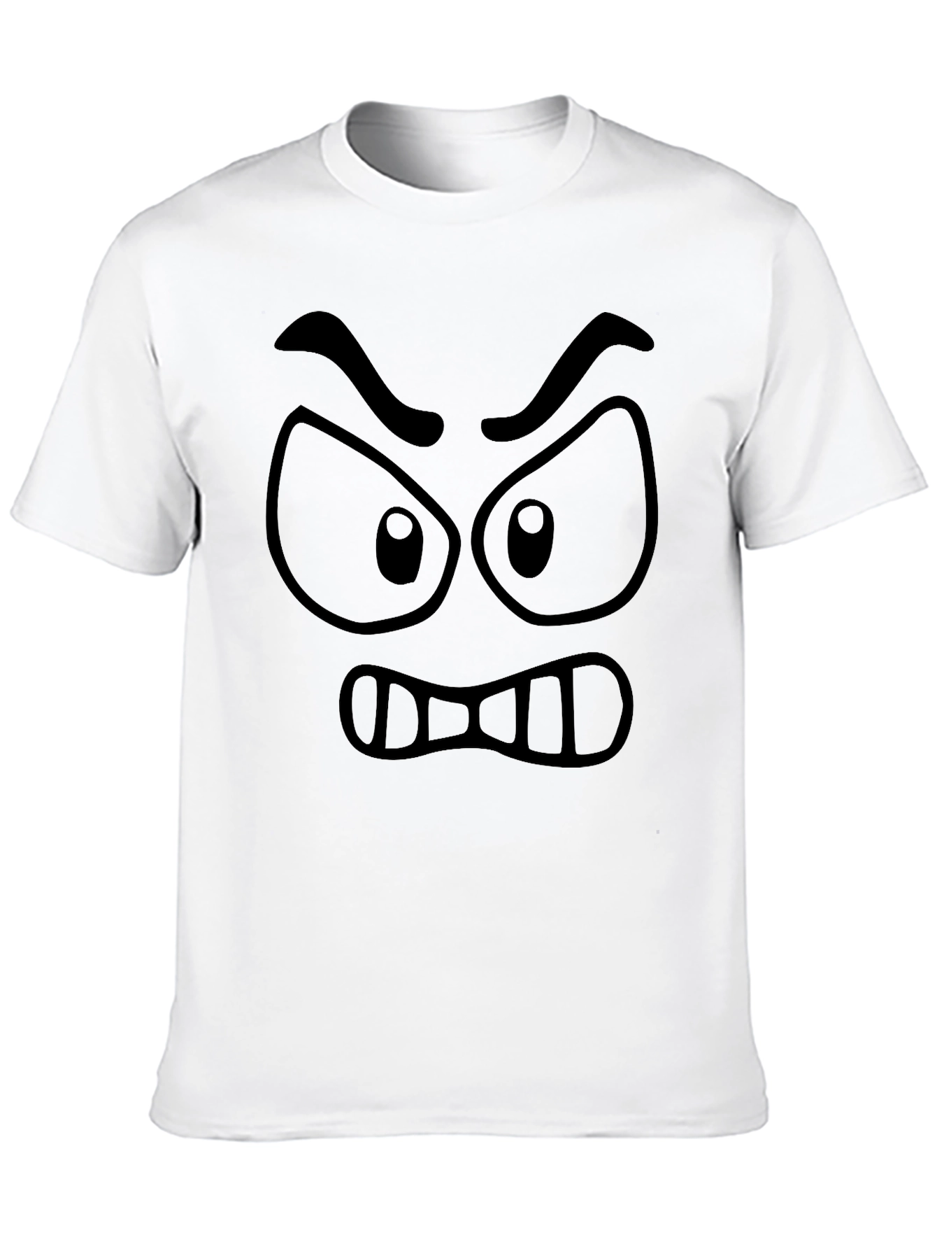 Angry Cartoon Face Black Graphic Tee