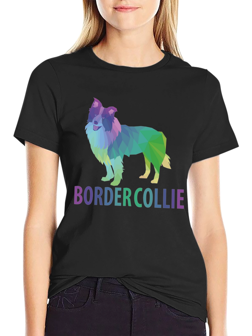 Geometric Border Collie Graphic T-Shirt