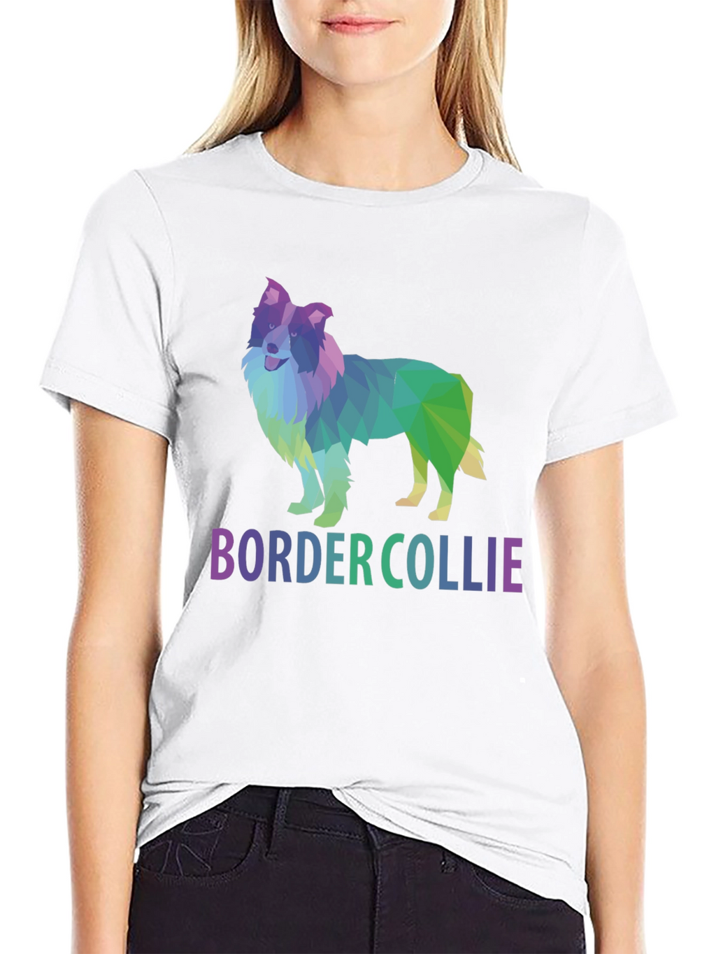 Geometric Border Collie Graphic T-Shirt