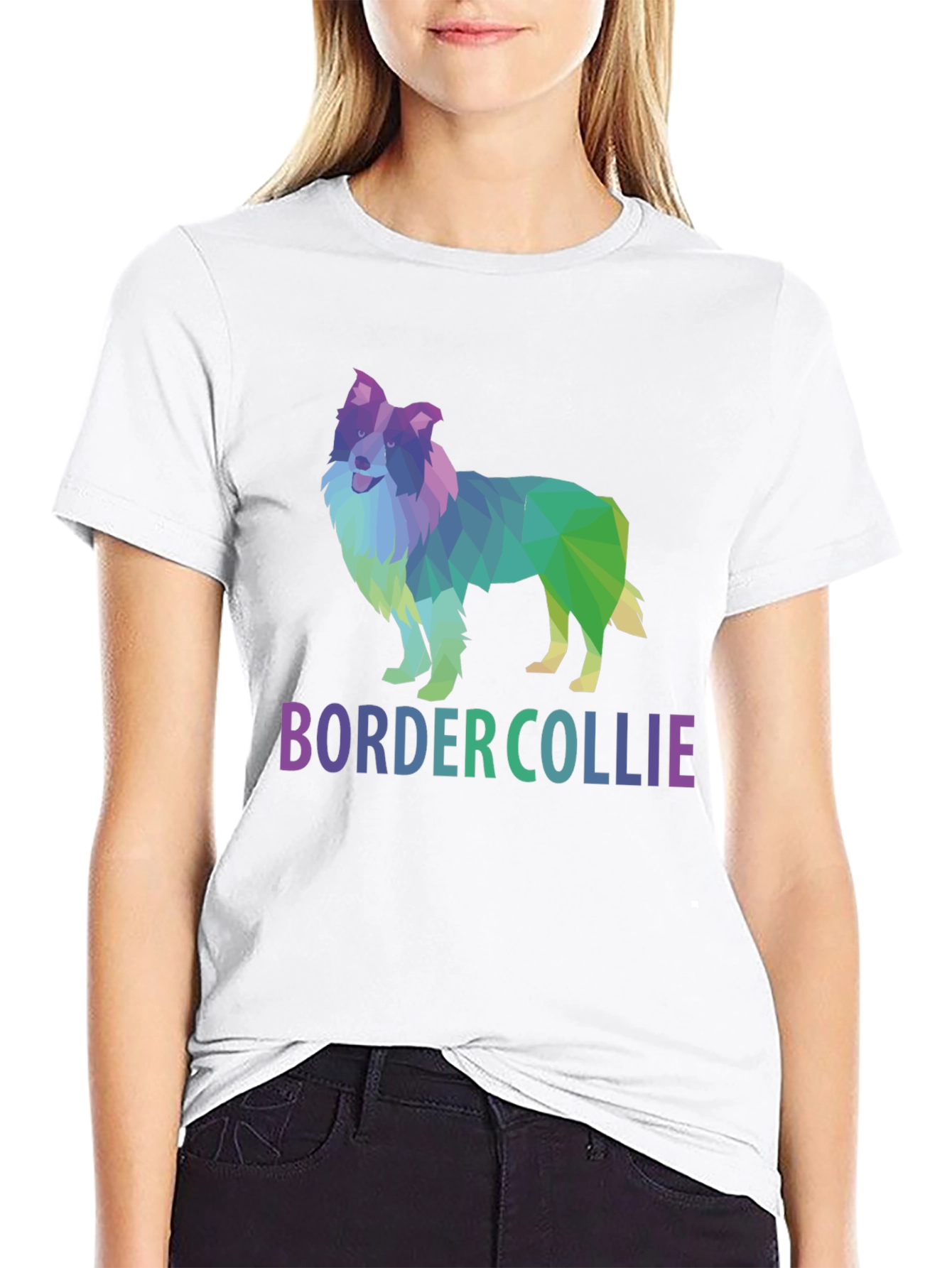 Geometric Border Collie Graphic T-Shirt