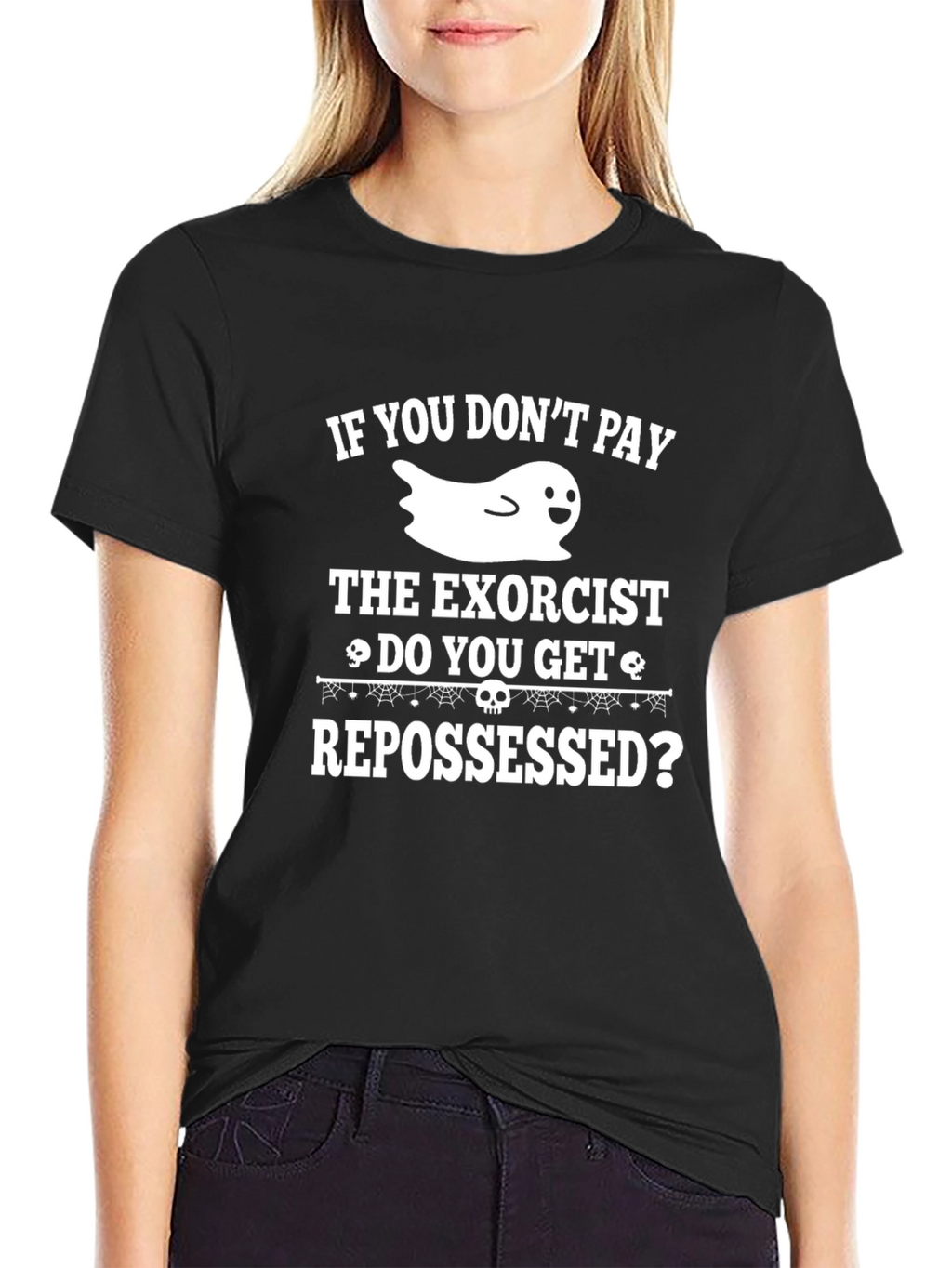 Humorous Halloween T-Shirt: Exorcist & Repossessed Ghost