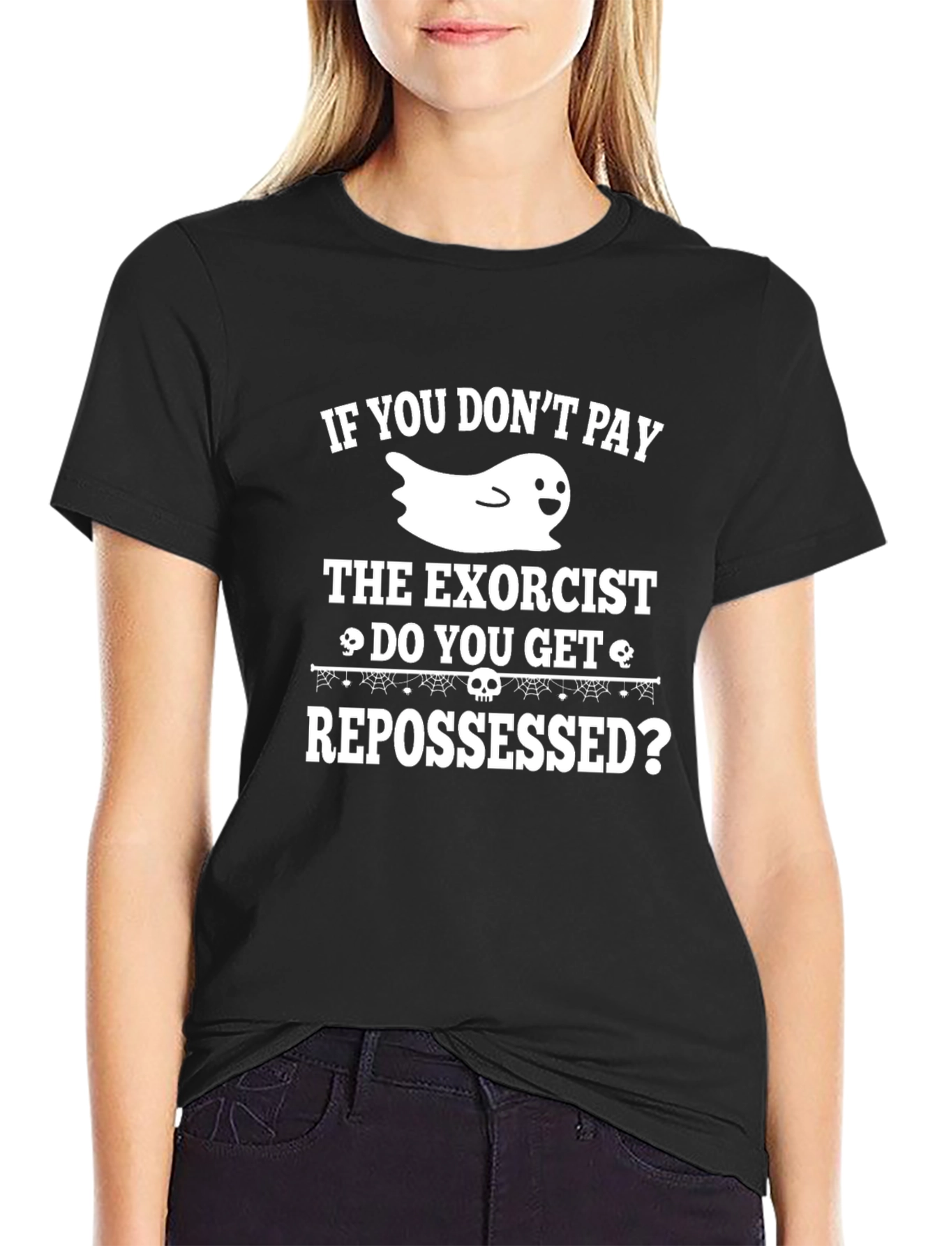 Humorous Halloween T-Shirt: Exorcist & Repossessed Ghost