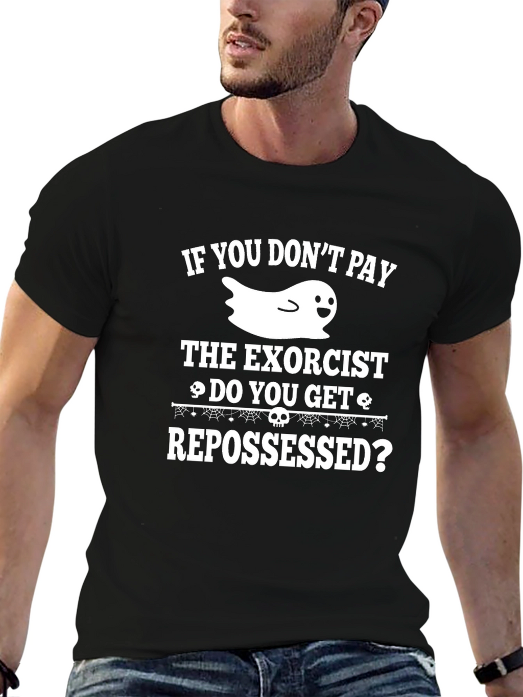 Humorous Halloween T-Shirt: Exorcist & Repossessed Ghost