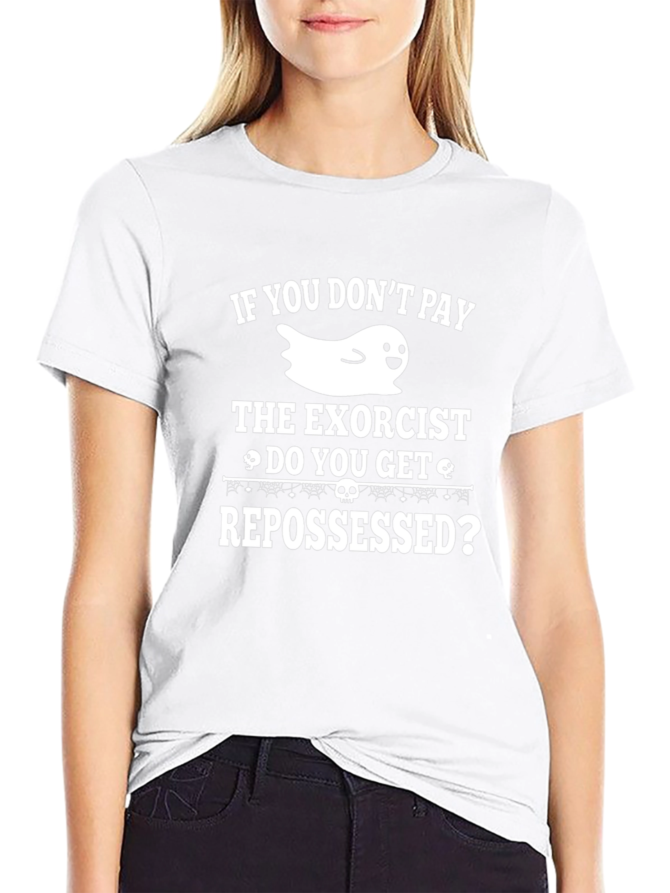 Humorous Halloween T-Shirt: Exorcist & Repossessed Ghost