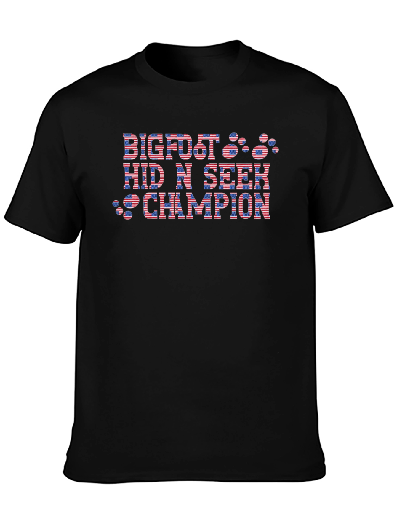 Bigfoot Hide and Seek Champion USA Flag Graphic T-Shirt
