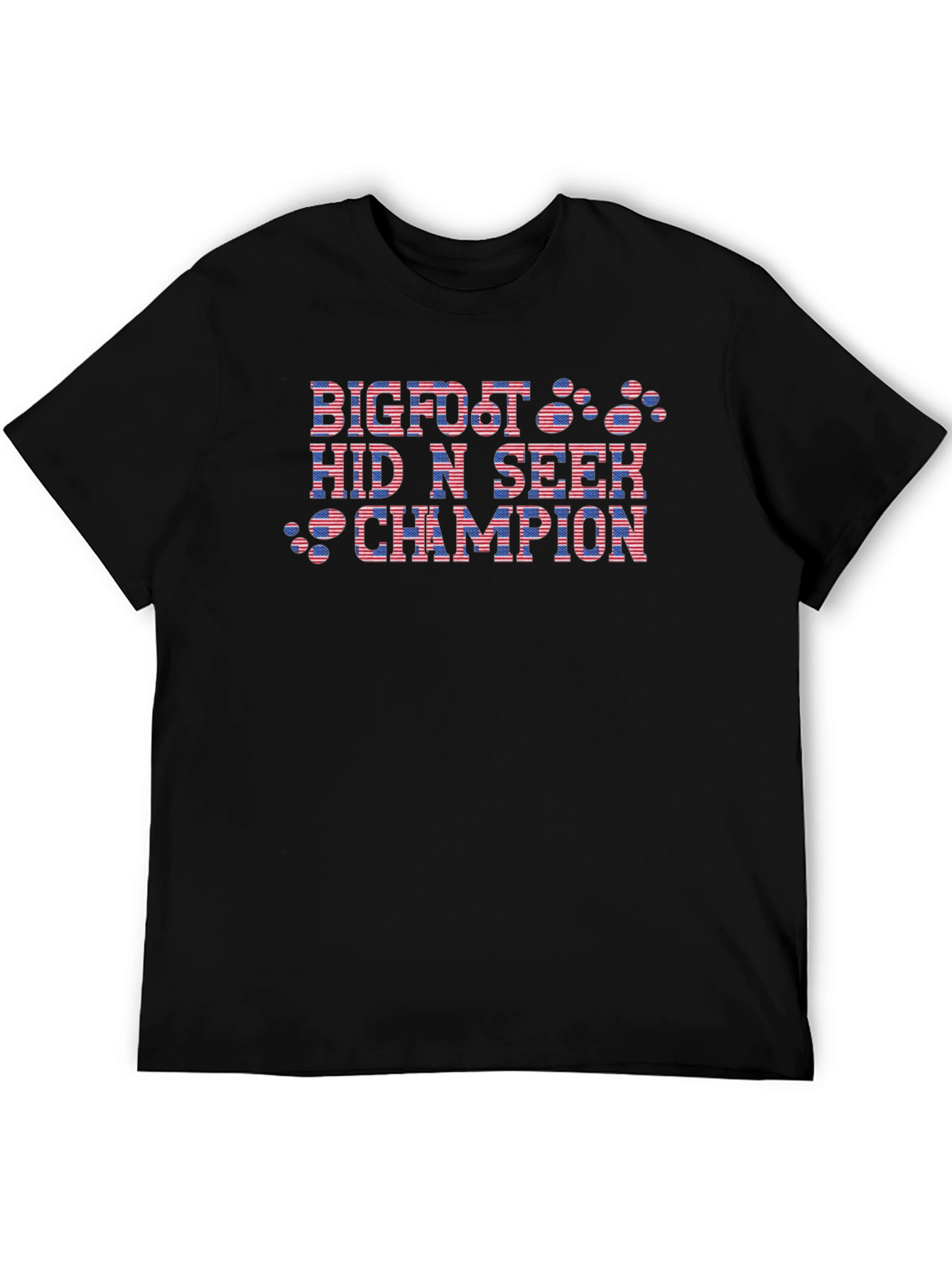 Bigfoot Hide and Seek Champion USA Flag Graphic T-Shirt