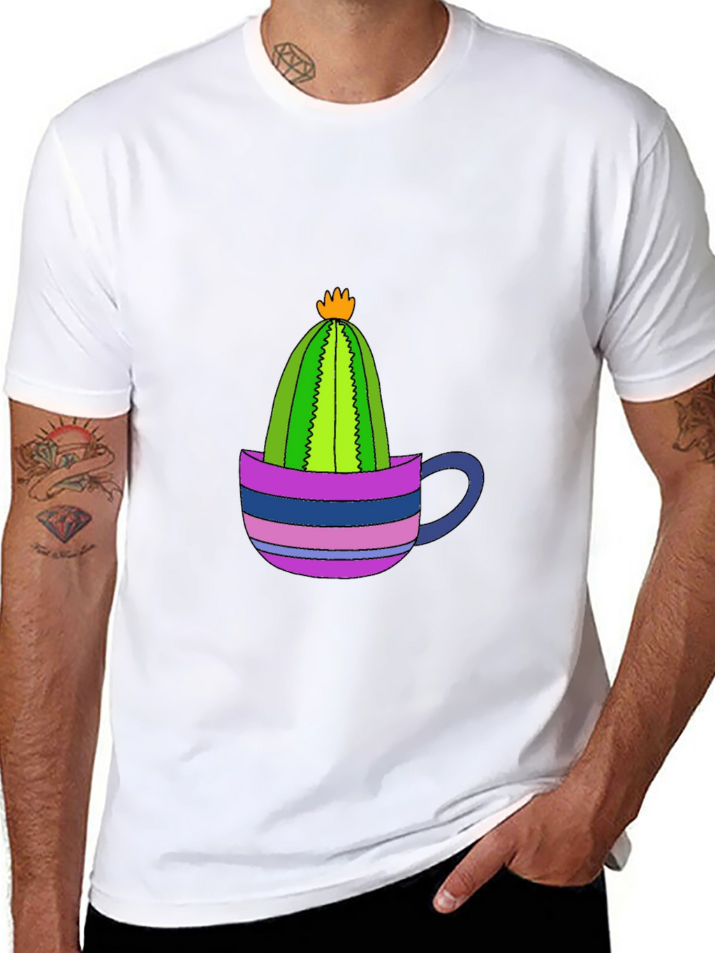 Cactus in a Cup Black T-Shirt