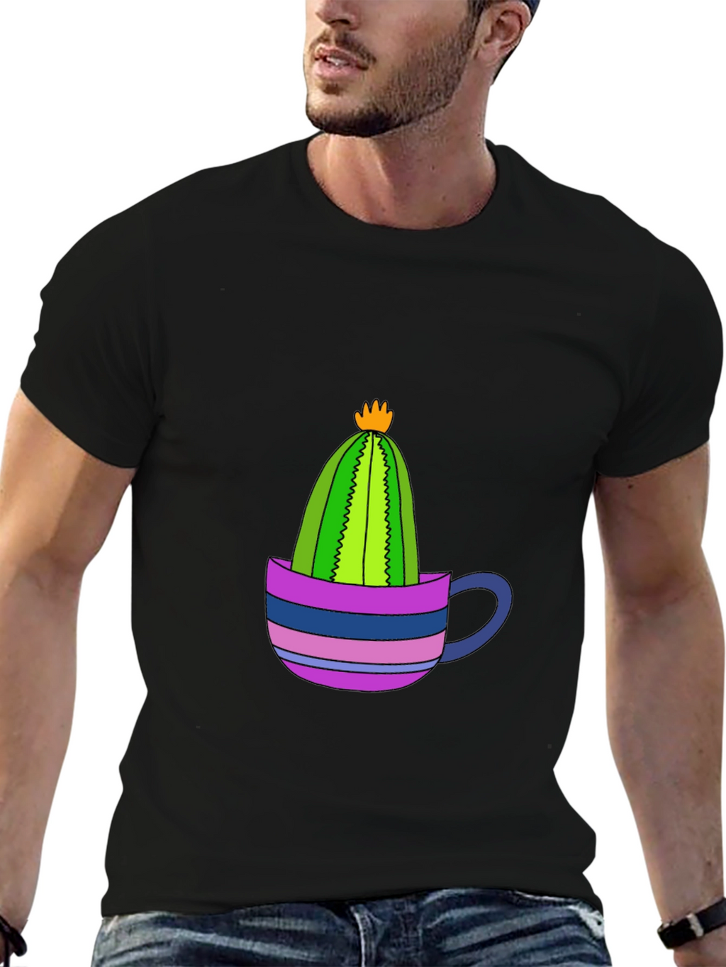 Cactus in a Cup Black T-Shirt
