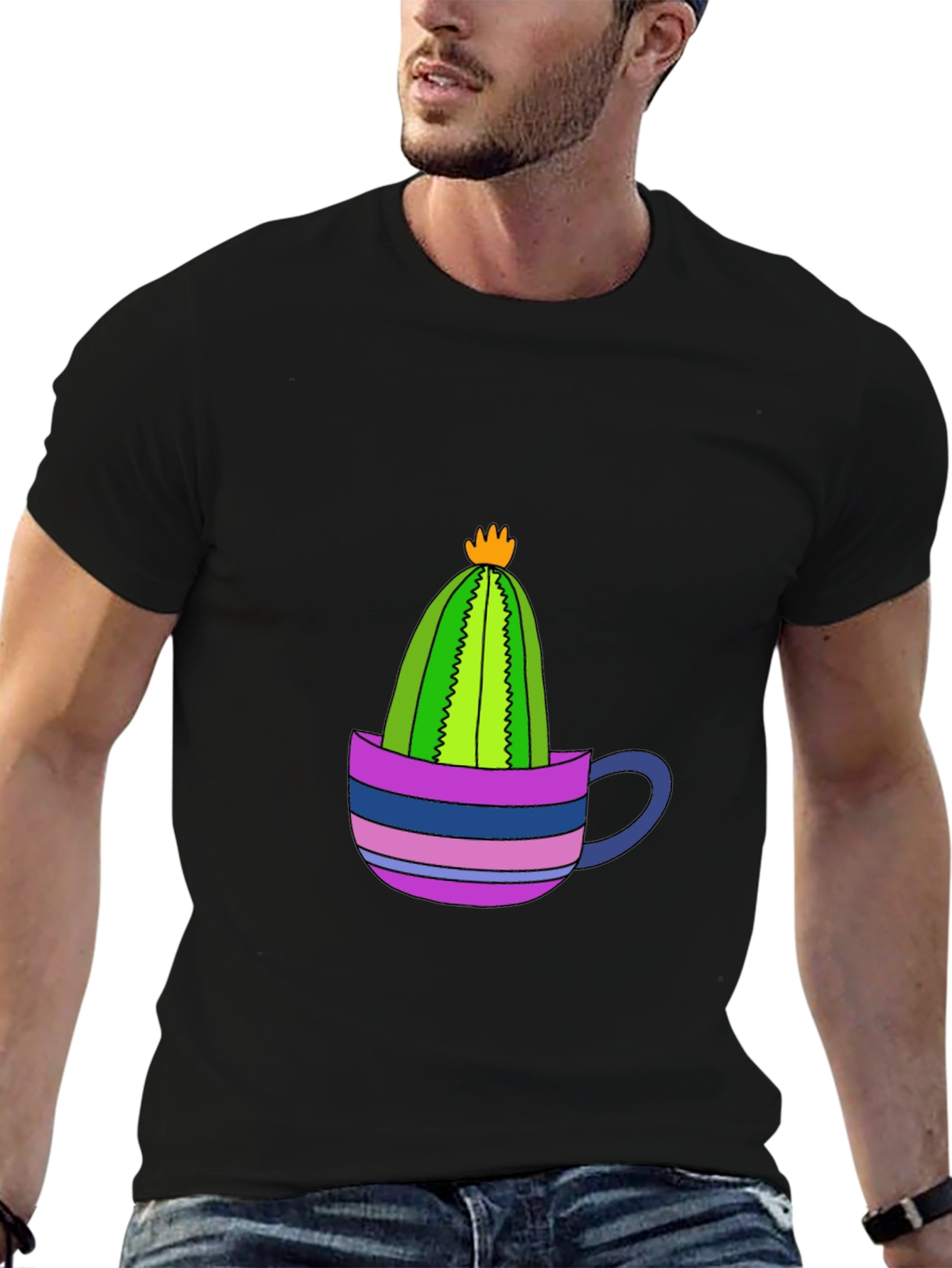 Cactus in a Cup Black T-Shirt