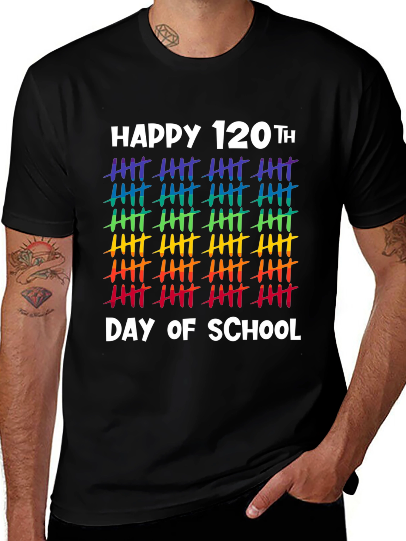 Happy 120th Day of School Rainbow Tally Marks T-Shirt