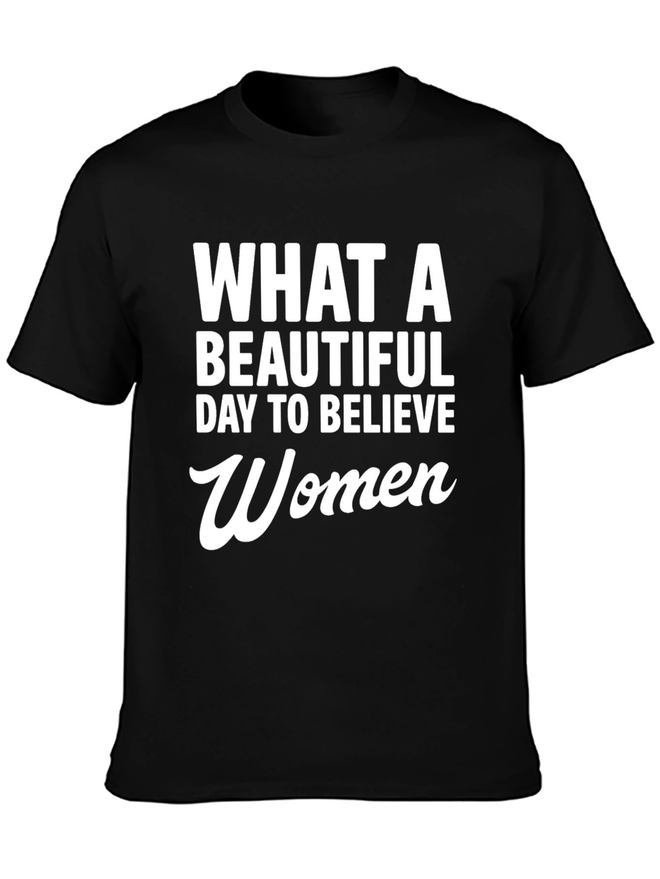 Believe Women Graphic Tee - Black Crew Neck