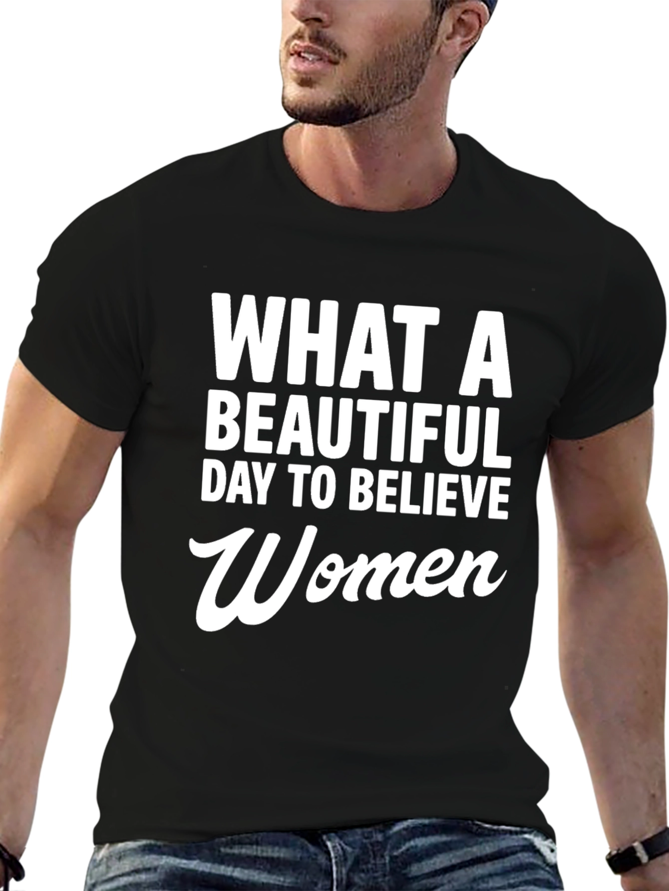 Believe Women Graphic Tee - Black Crew Neck