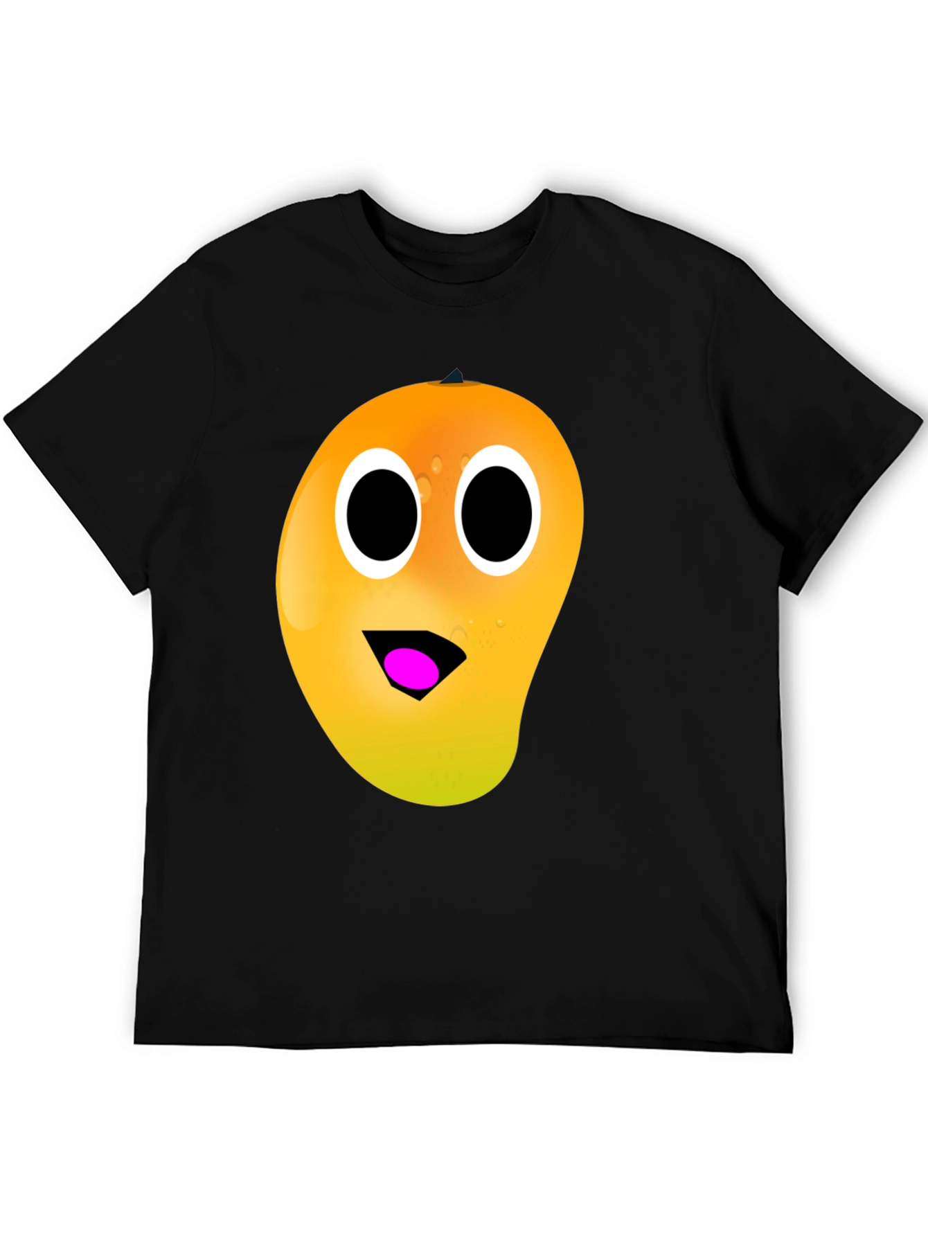 Funny Mango Face T-Shirt - Black Casual Tee