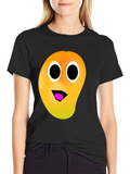 Funny Mango Face T-Shirt - Black Casual Tee