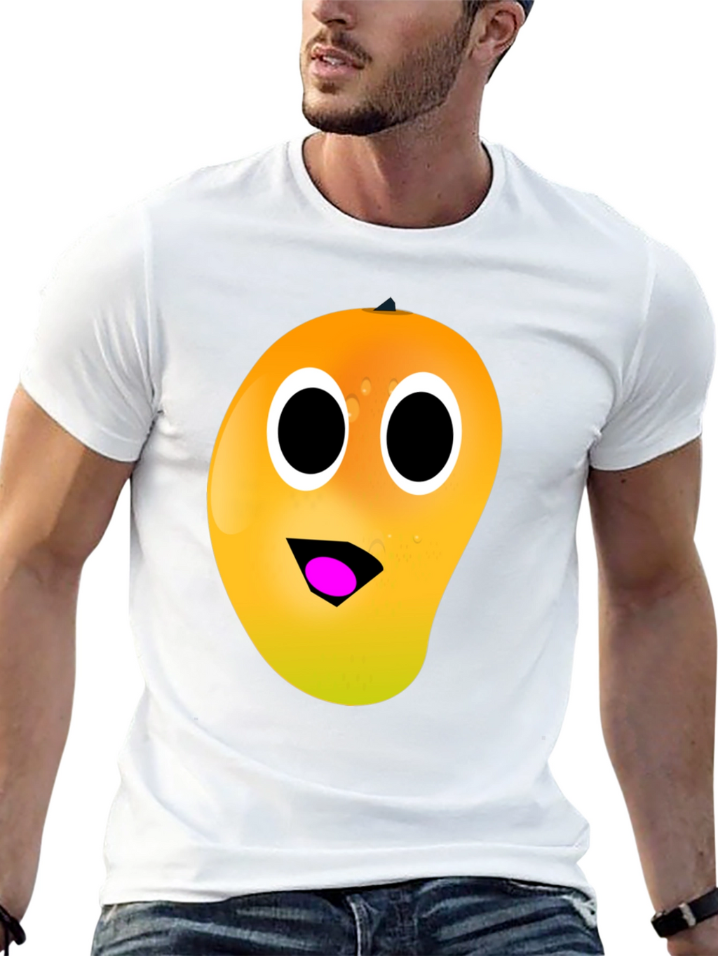 Funny Mango Face T-Shirt - Black Casual Tee