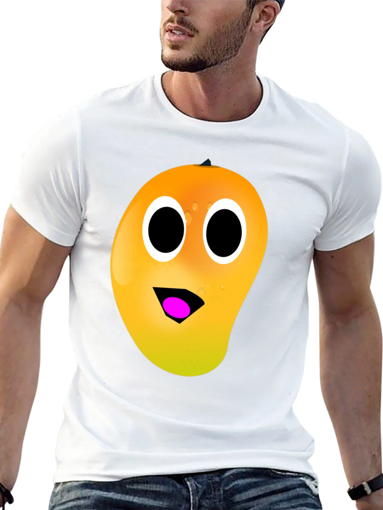Funny Mango Face T-Shirt - Black Casual Tee