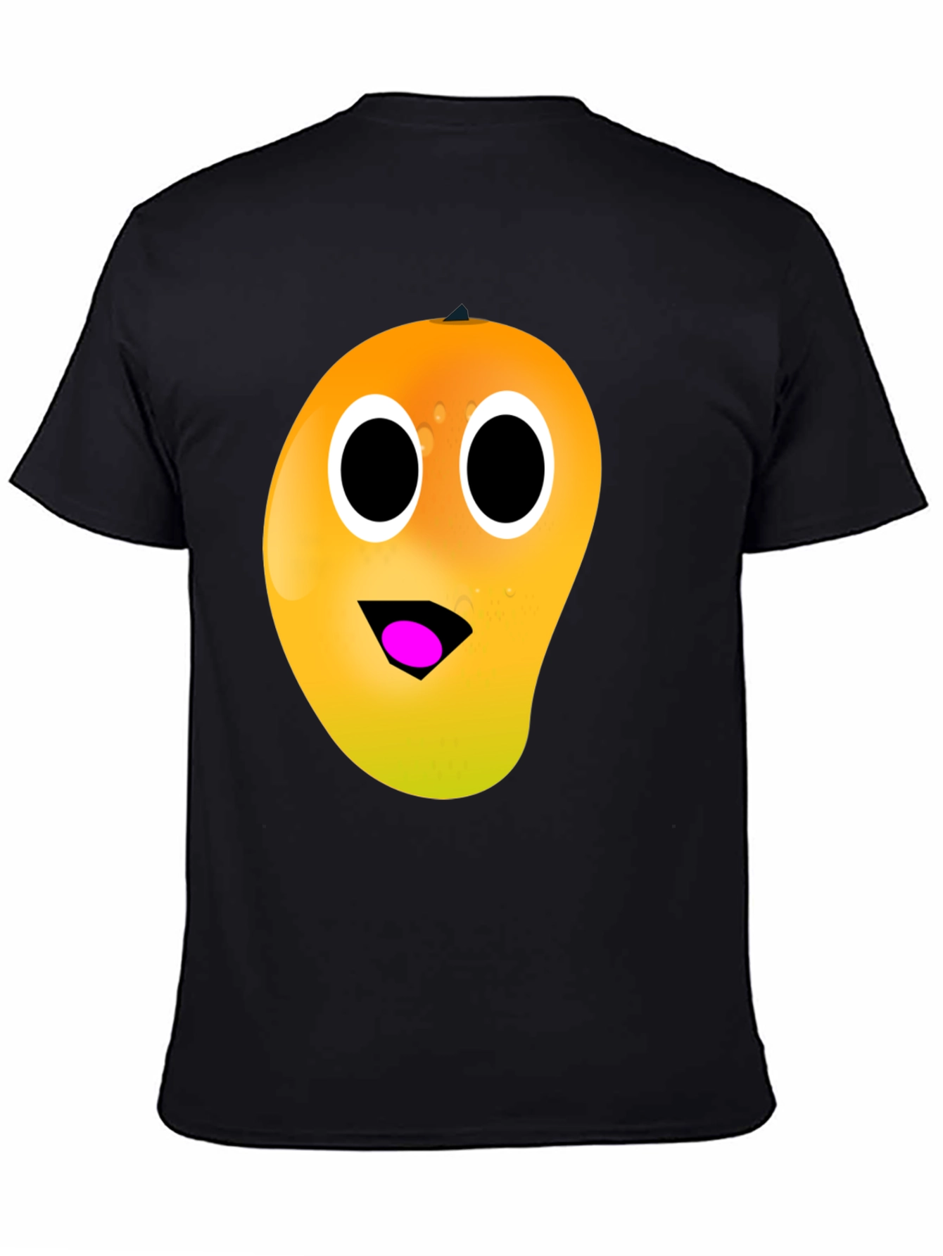 Funny Mango Face T-Shirt - Black Casual Tee