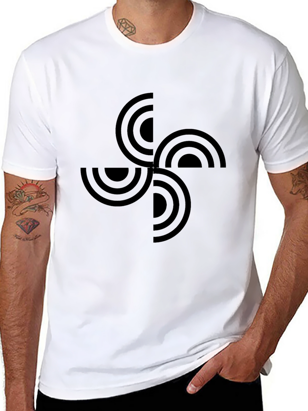 Geometric Basque Cross Black T-Shirt