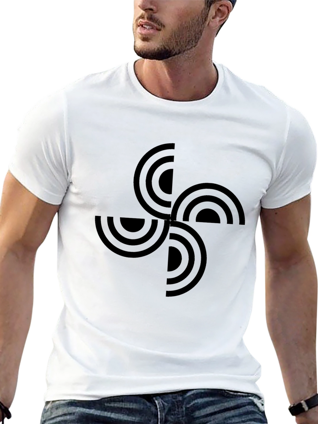Geometric Basque Cross Black T-Shirt