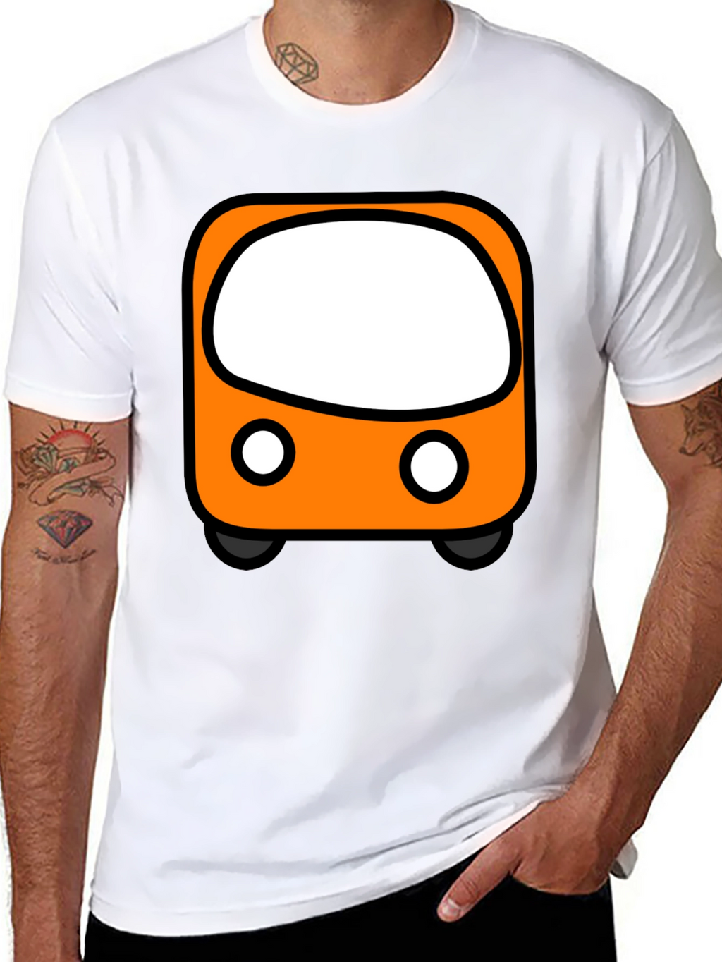Cartoon Bus Graphic Tee - Black Unisex T-Shirt